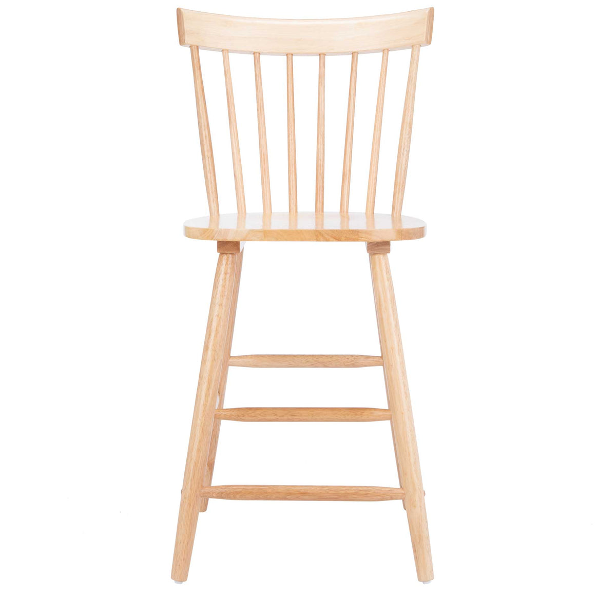A warm wood finish accents the counter stool's slim spindles and curved top rail. || BST8505C-SET2 || front_studio