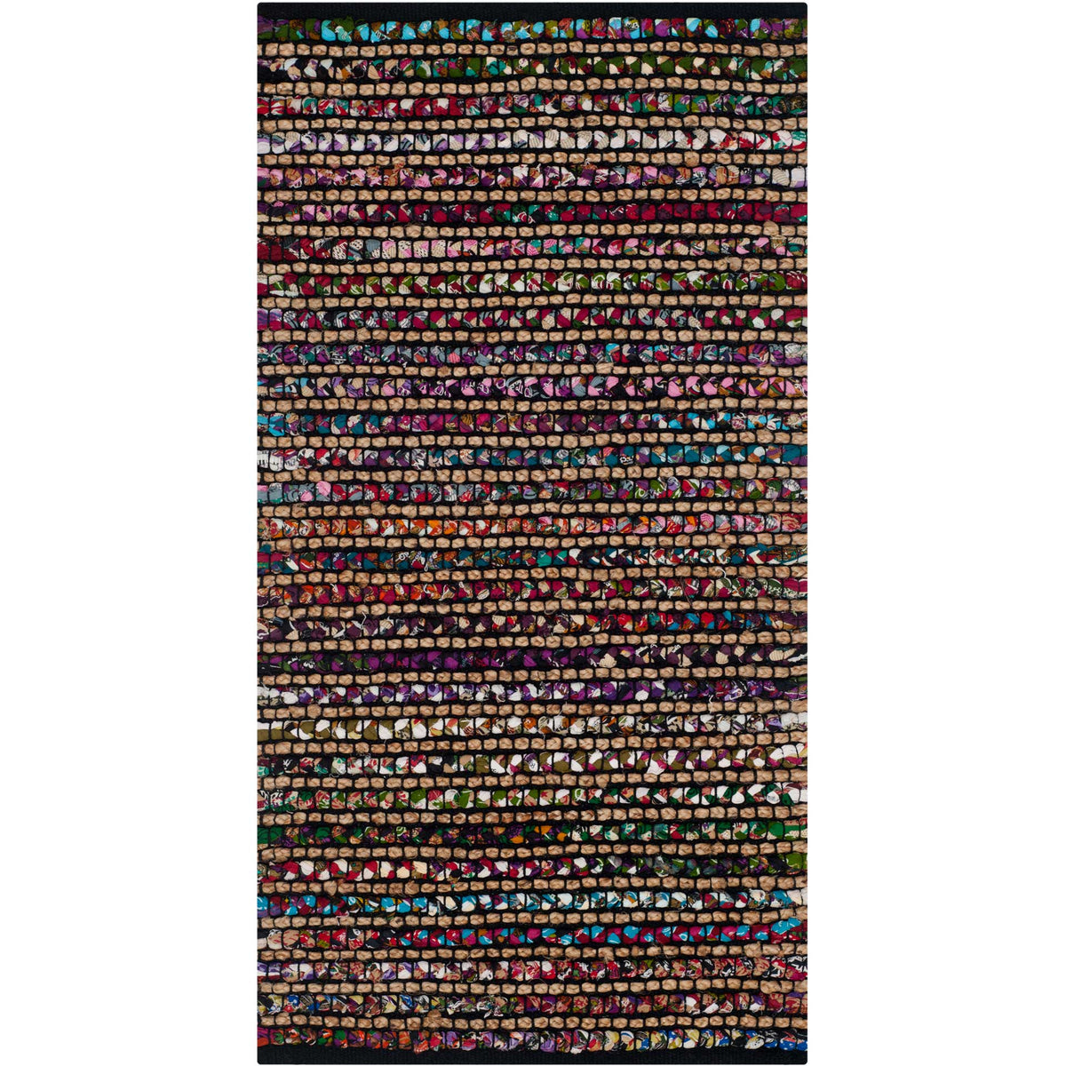 Narrow accent rug mixes magenta, green and turquoise in bright rows
