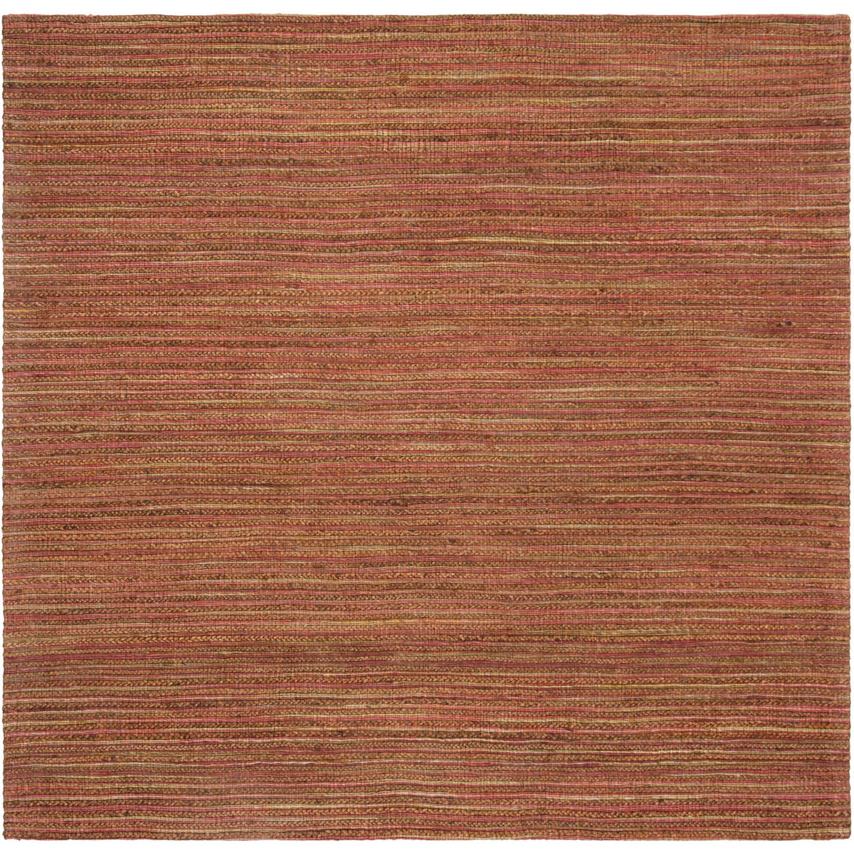 Square rust rug offers fine woven ribs and warm coppery tones