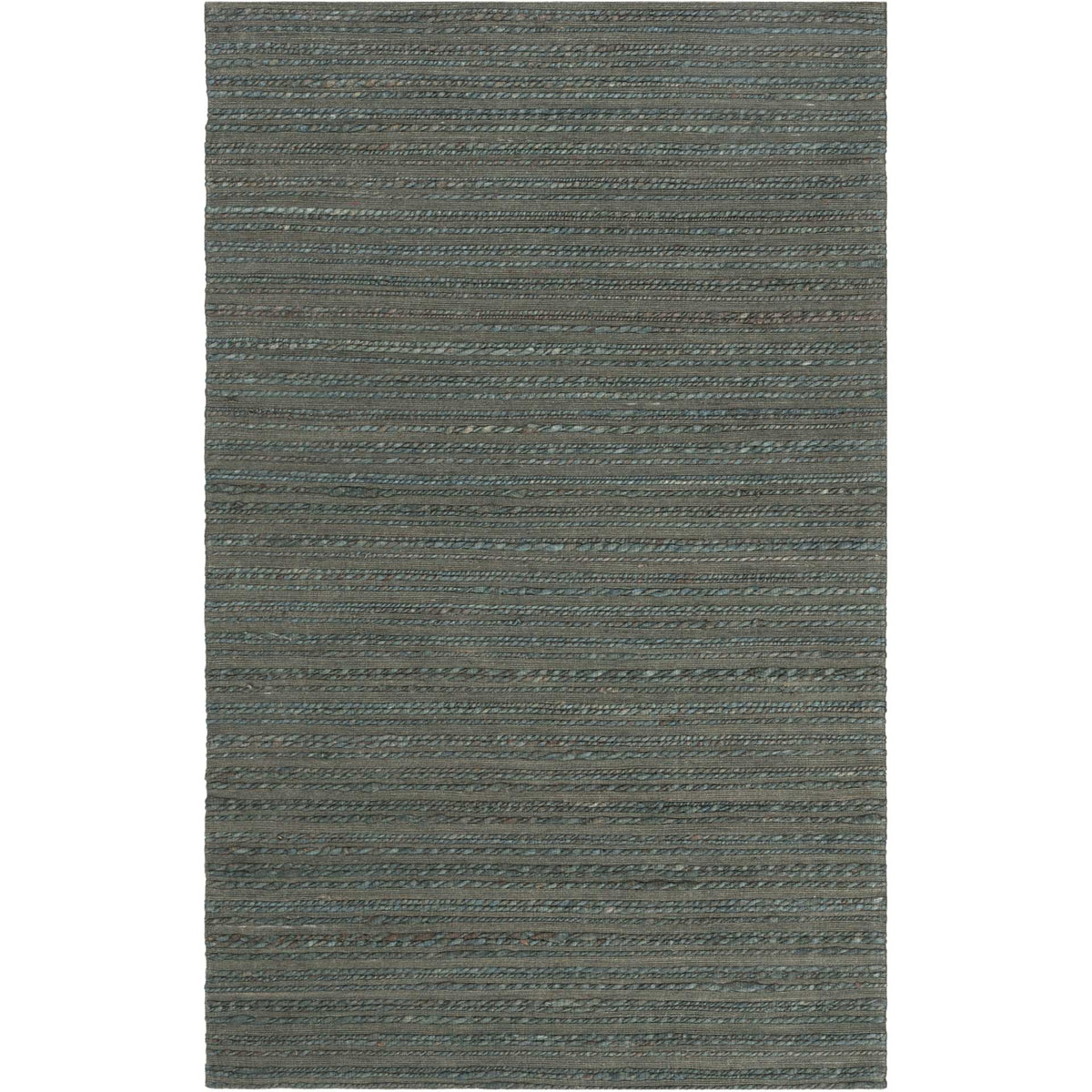 Small deep green rug brings a textured, subtly striped foundation to the floor