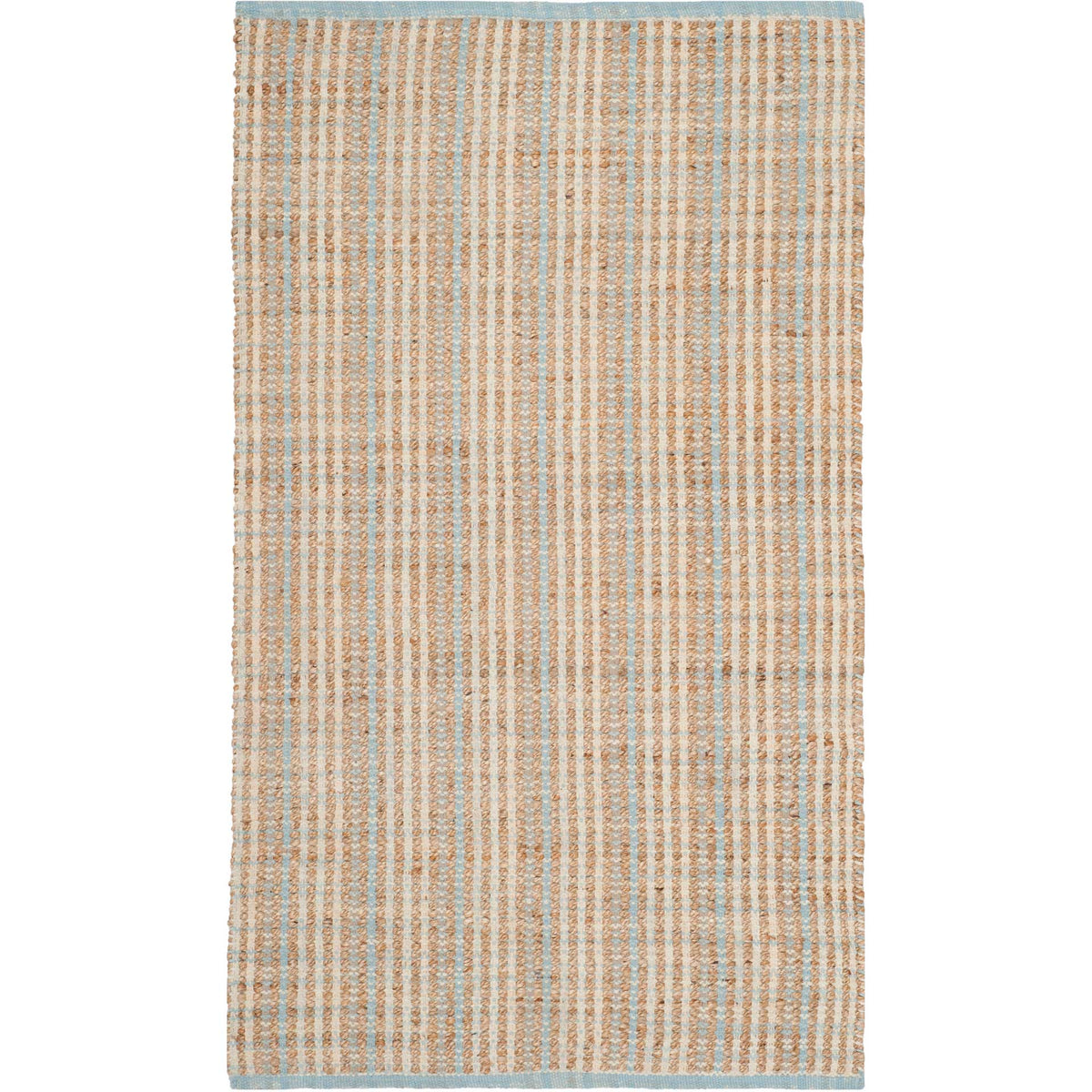 Small natural rug blends honey-tan and light-colored stripes in an orderly weave