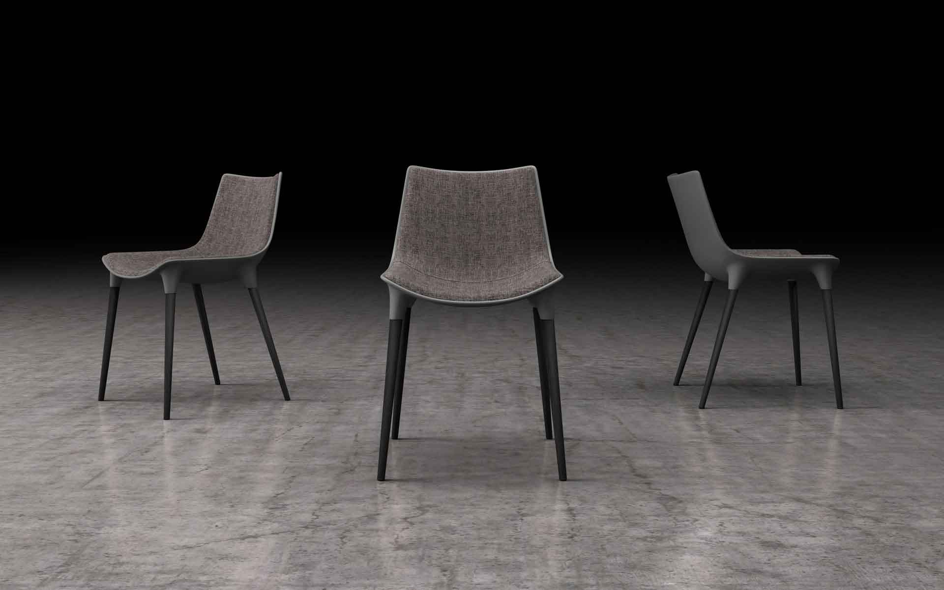 Langham Fabric Dining Chair Graphite/Black Oak