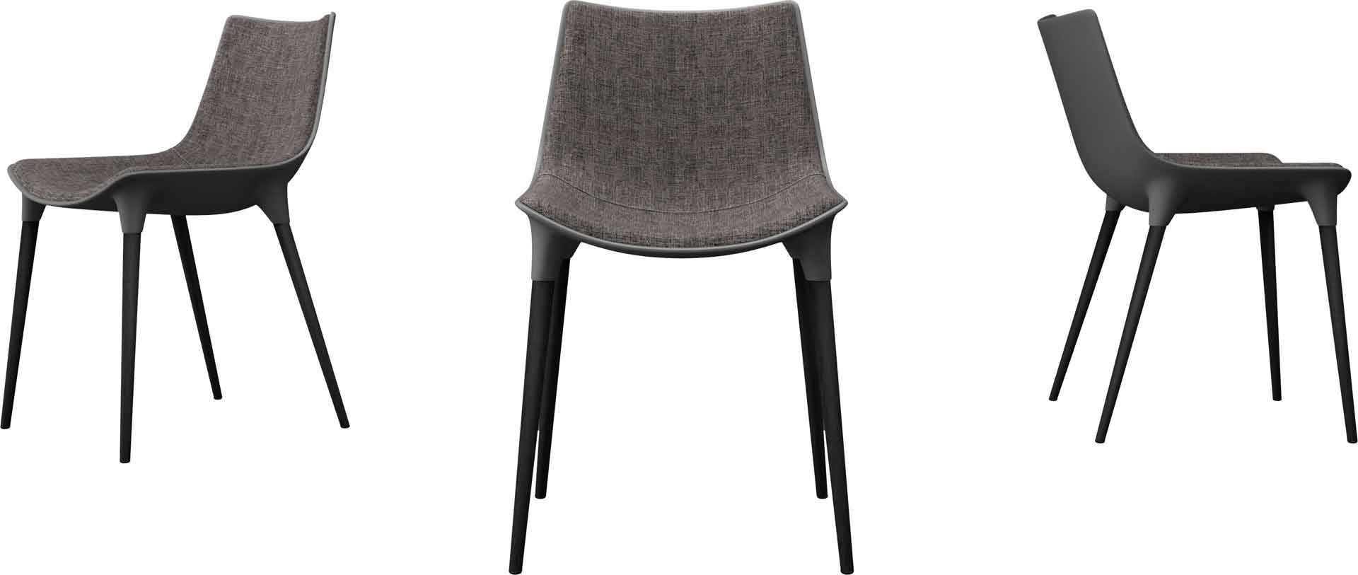 Langham Fabric Dining Chair Graphite/Black Oak
