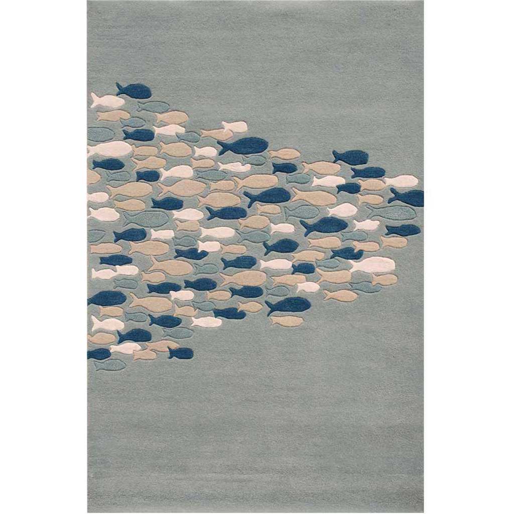 Coastal Resort Schooled Pastel Blue Area Rug