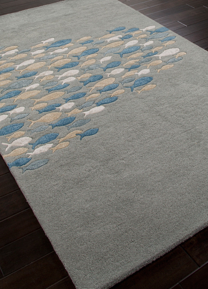 Coastal Resort Schooled Pastel Blue Area Rug