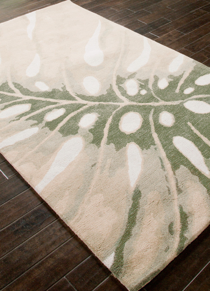 Coastal Resort Monstera White Area Rug