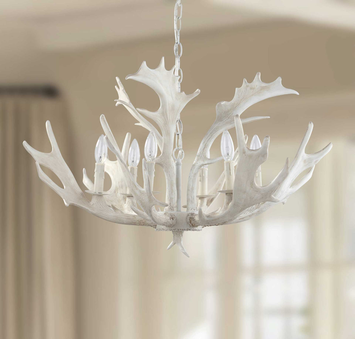 Bixby Antler Chandelier White
