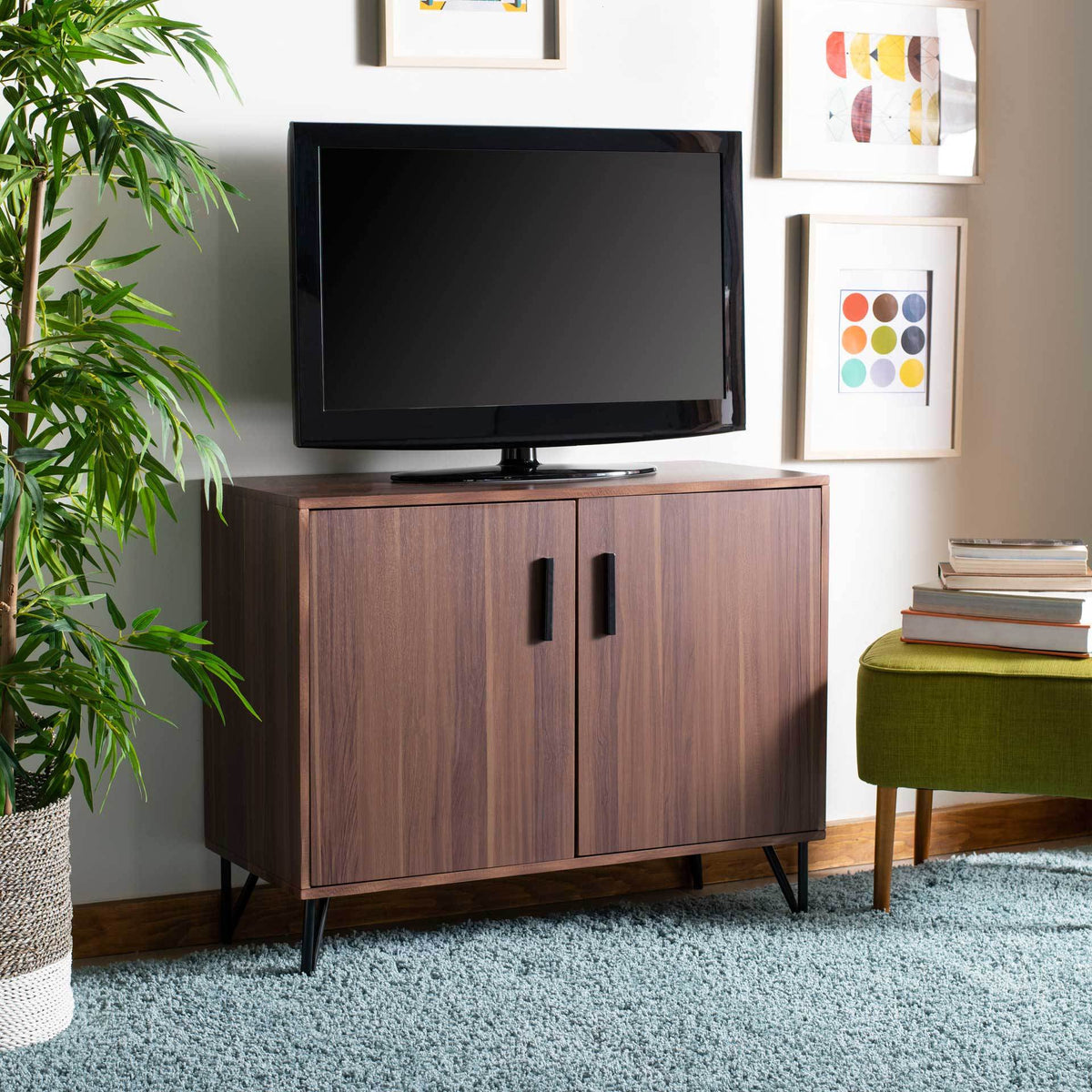 Pierce 2 Door Modular TV Unit Dark Oak/Black