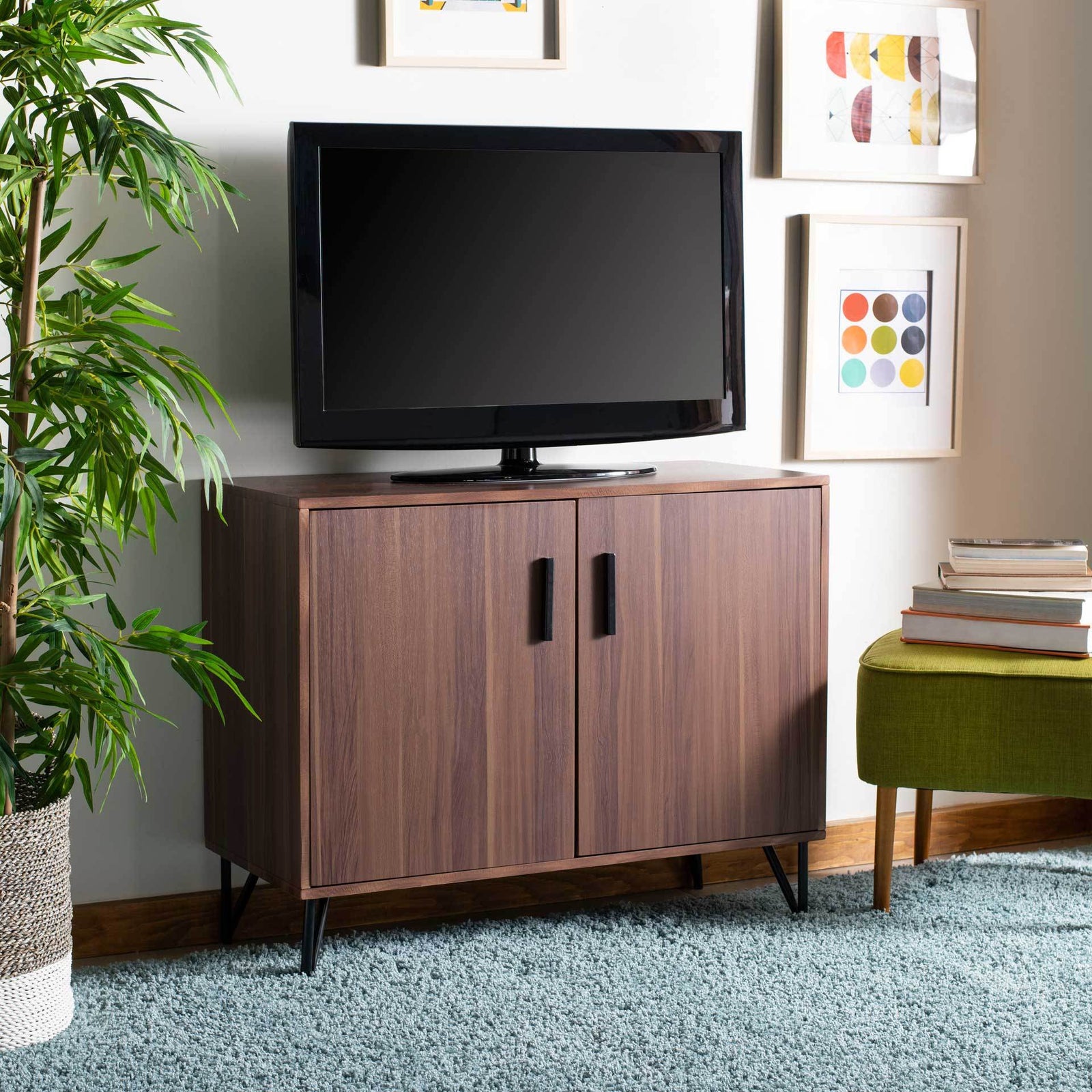Pierce 2 Door Modular TV Unit Dark Oak/Black
