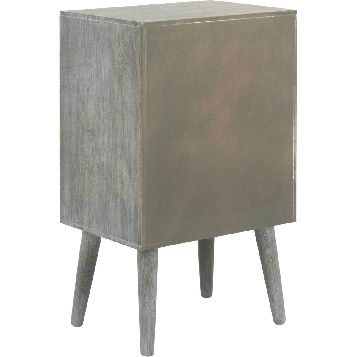 Textured gray side panels contrast with a smooth back and four splayed legs.