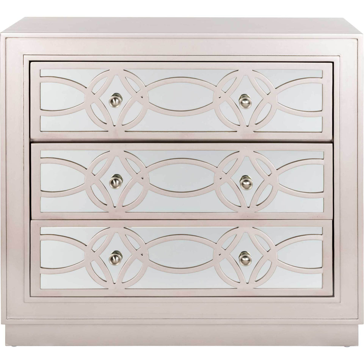 Cayden 3 Drawer Chest Champagne/Nickel/Mirror