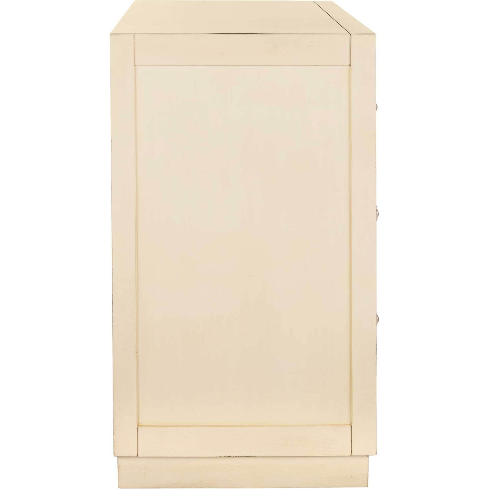 Slade 3 Drawer Chest Antique Beige/Nickel/Mirror