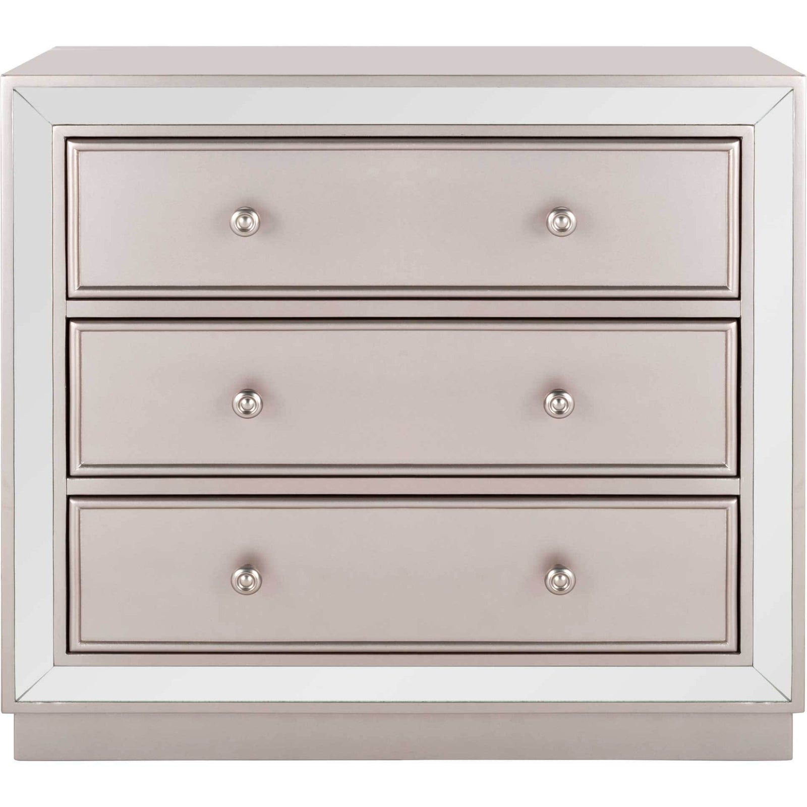 Sid 3 Drawer Chest Champagne/Nickel/Mirror