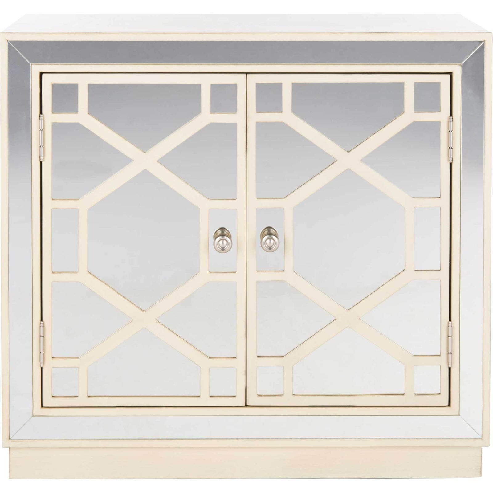 Julio 2 Door Chest Antique Beige/Nickel/Mirror