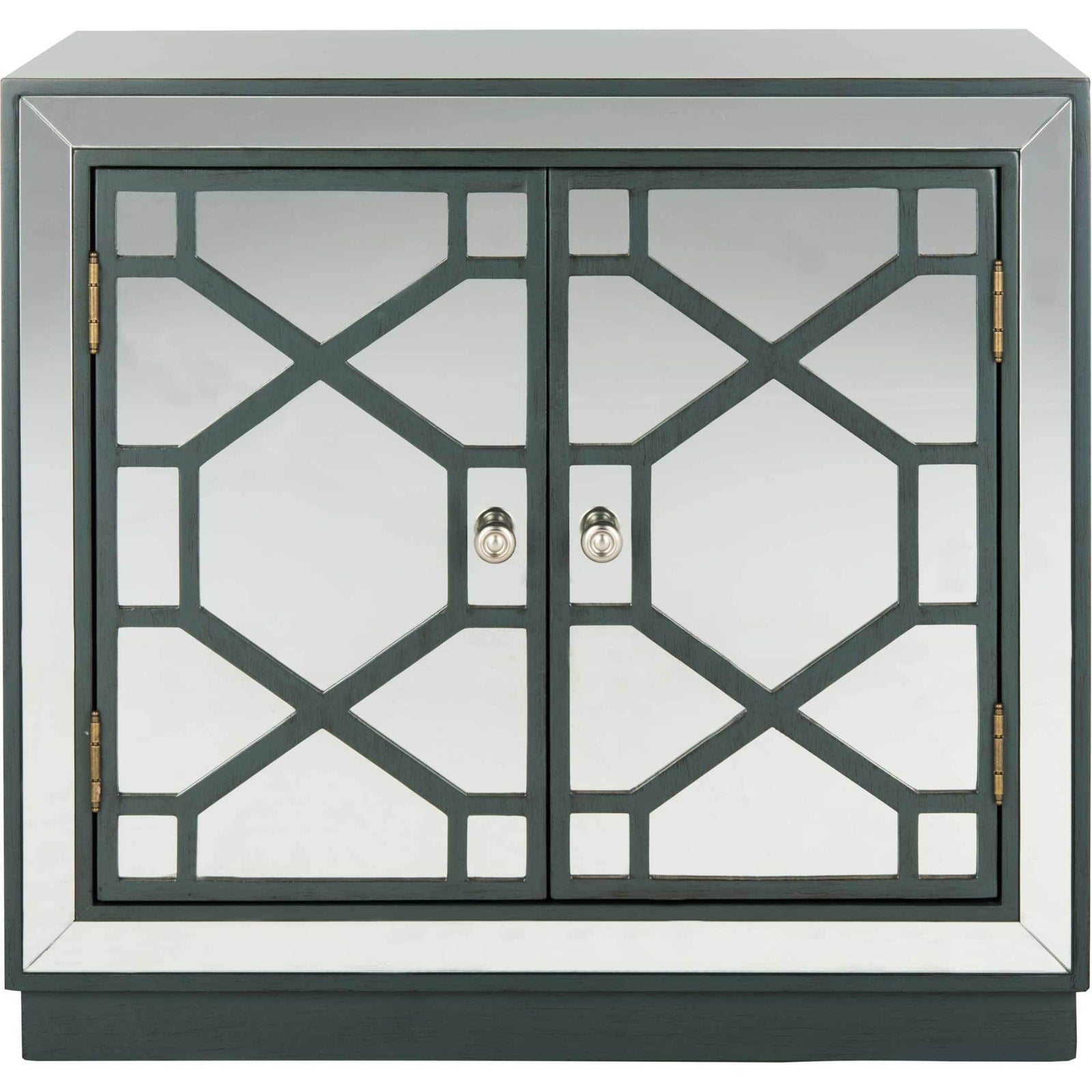 Julio 2 Door Chest Steel Teal/Nickel/Mirror