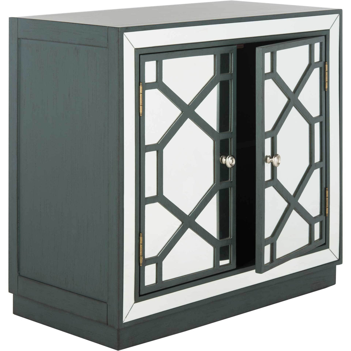 Julio 2 Door Chest Steel Teal/Nickel/Mirror