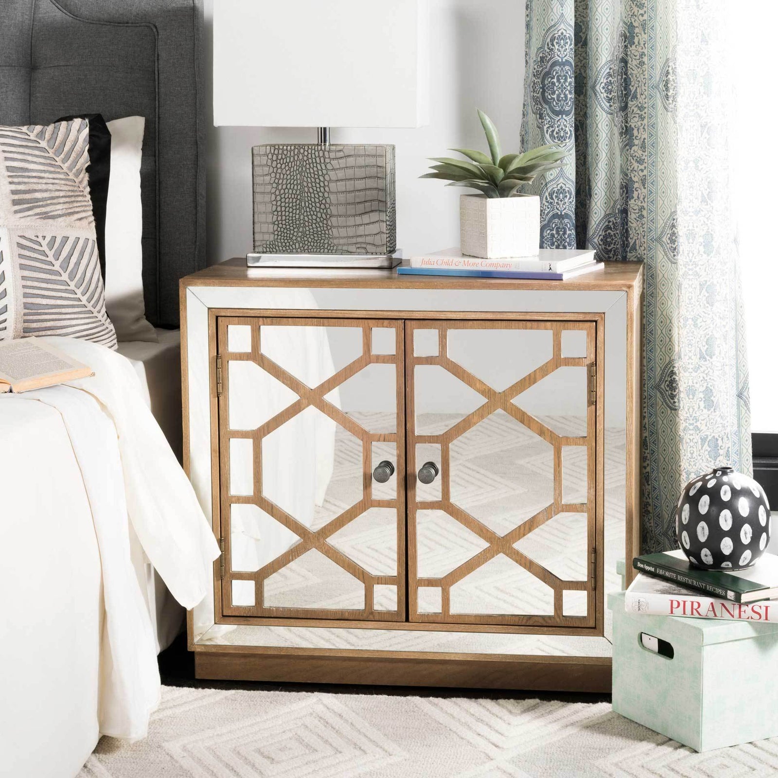 Julio 2 Door Chest Oak/Dark Bronze/Mirror