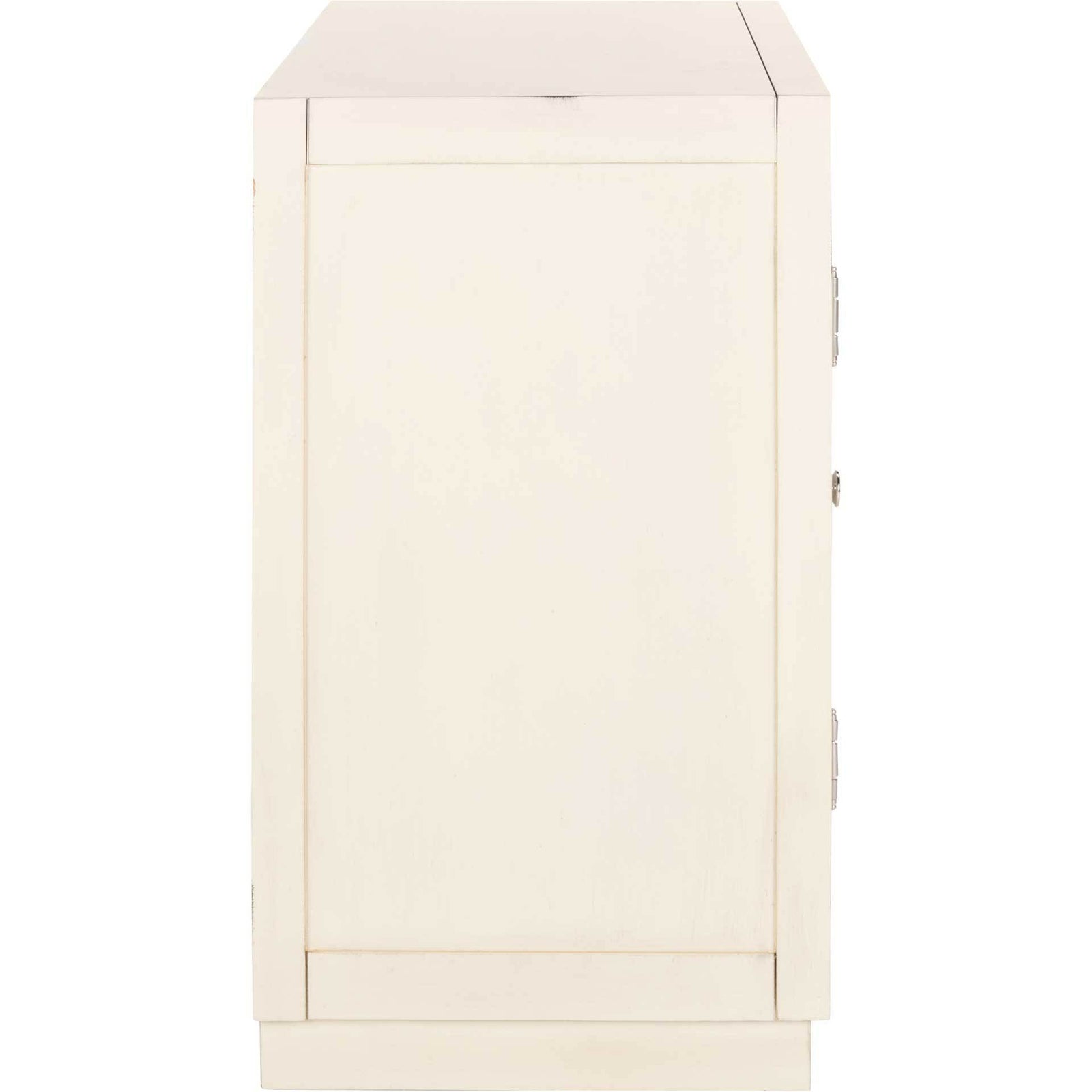 Azaria 2 Door Chest Antique Beige/Nickel/Mirror