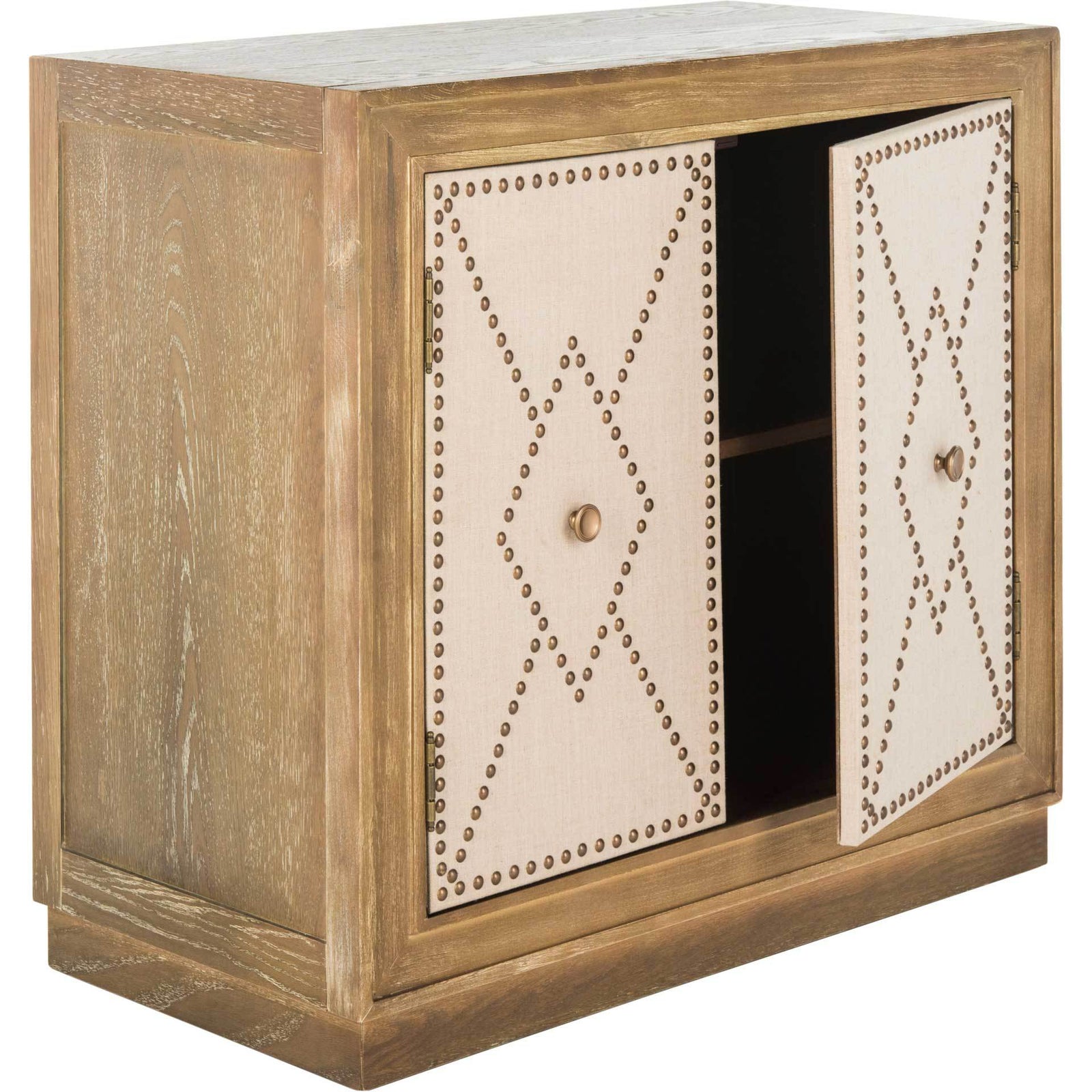 Erabella 2 Door Chest Oak Linen/Copper/Mirror