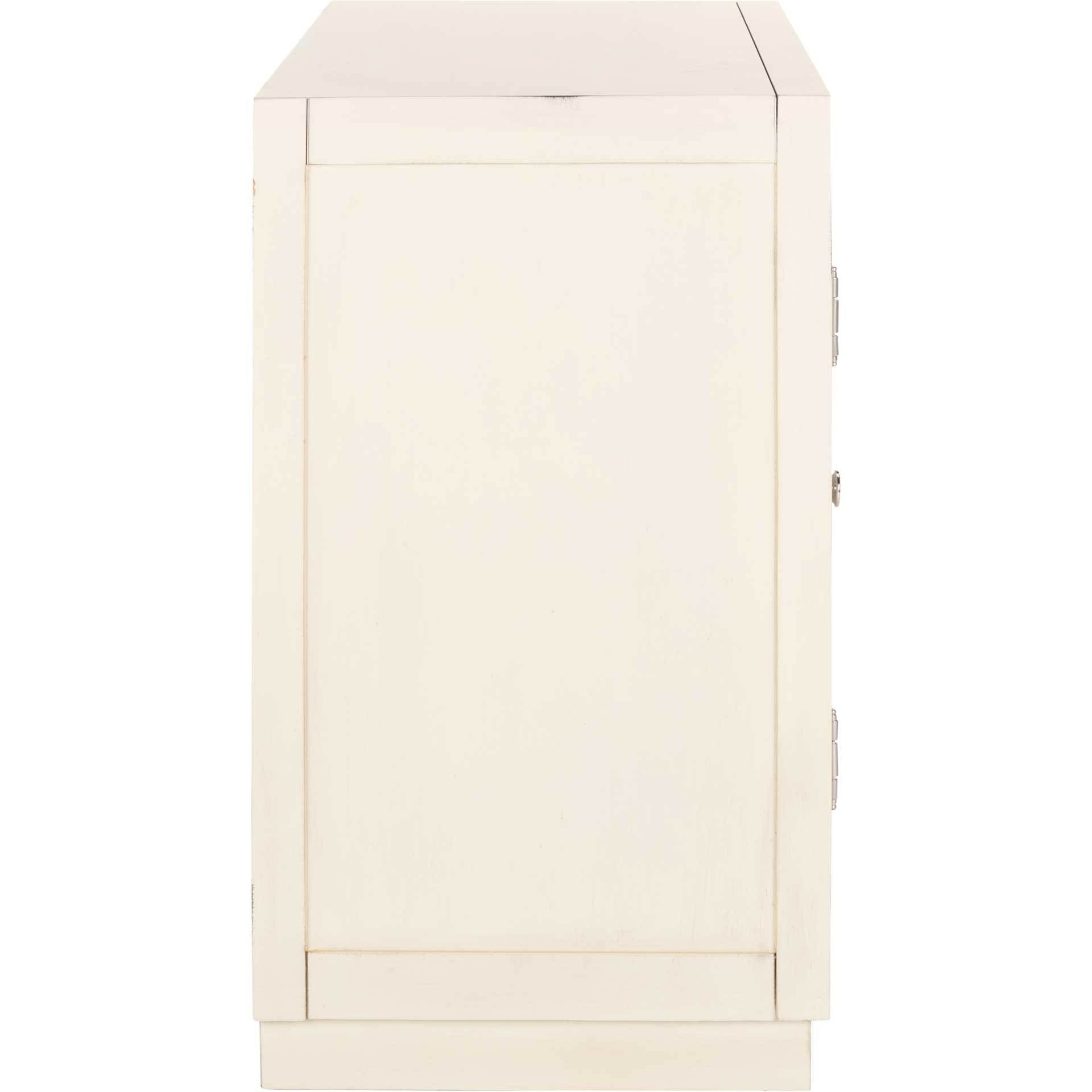 Erabella 2 Door Chest Light Gray Linen/Nickel/Mirror