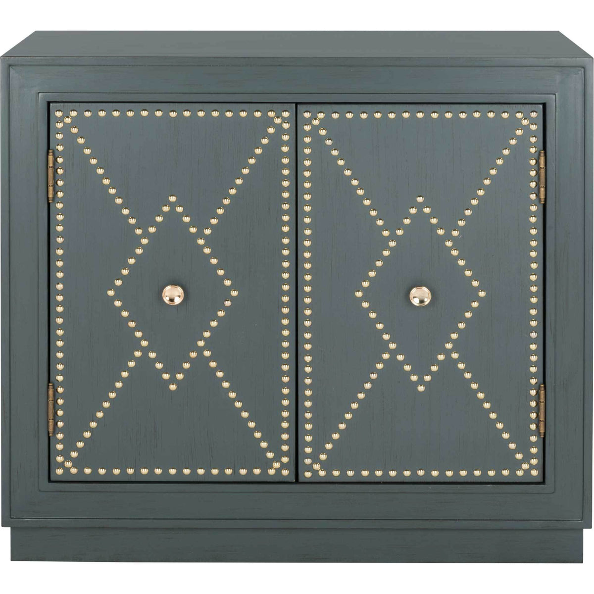 Erabella 2 Door Chest Steel Teal Linen/Gold/Mirror