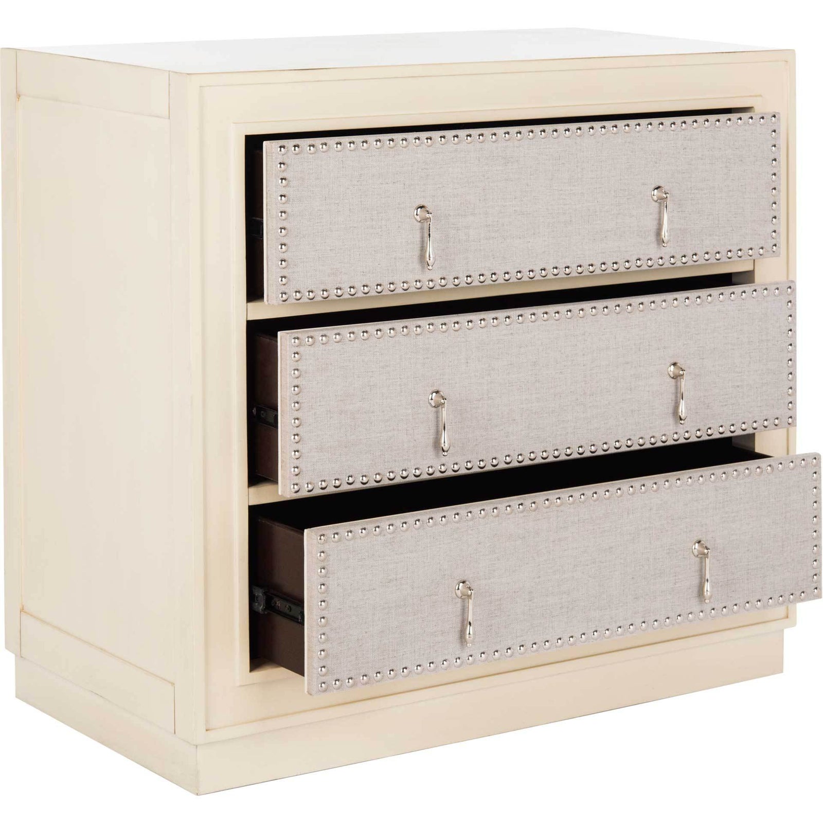 Lawson 3 Drawer Chest Antique Beige/Light Gray/Nickel