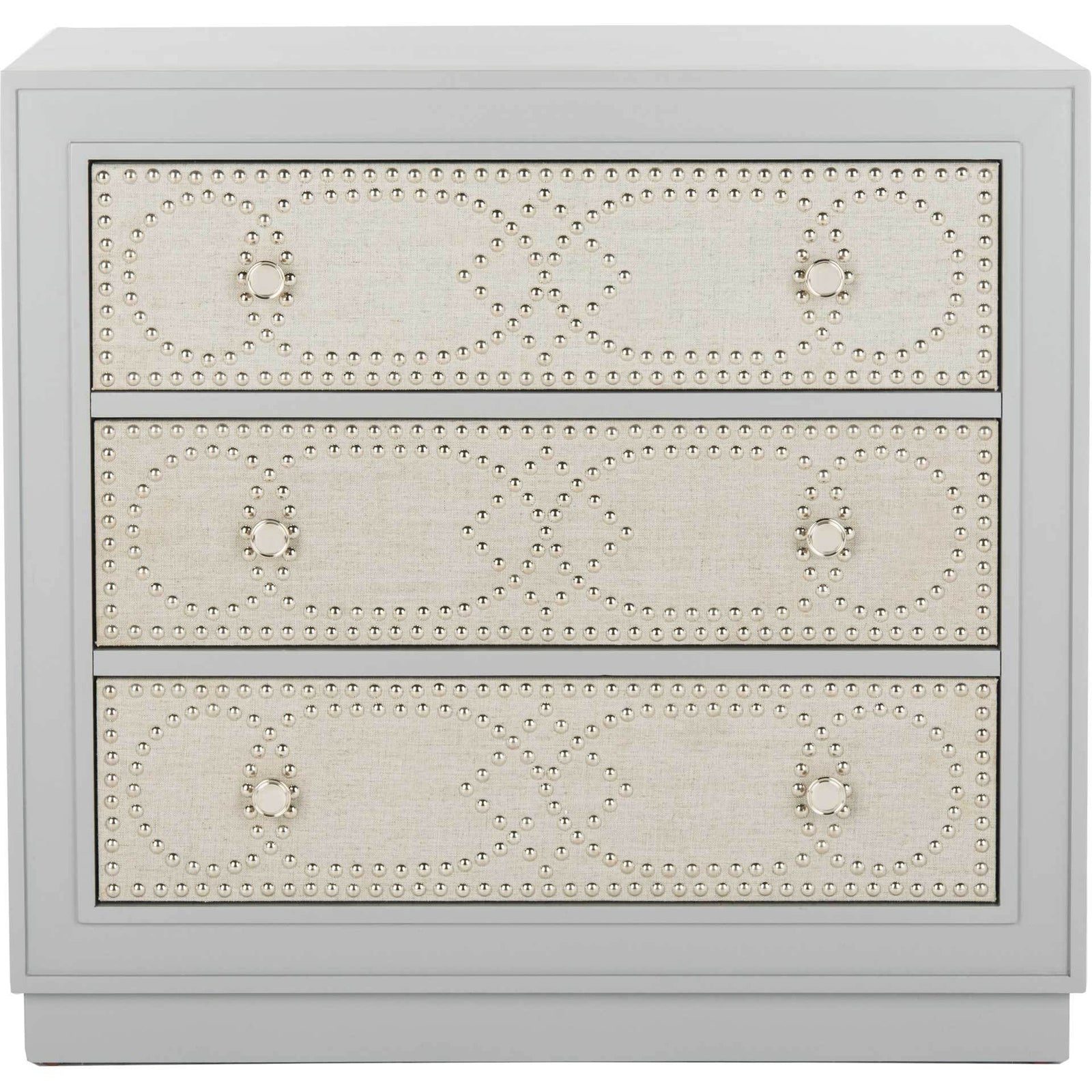 Aubrey 3 Drawer Chest Light Gray/Nickel