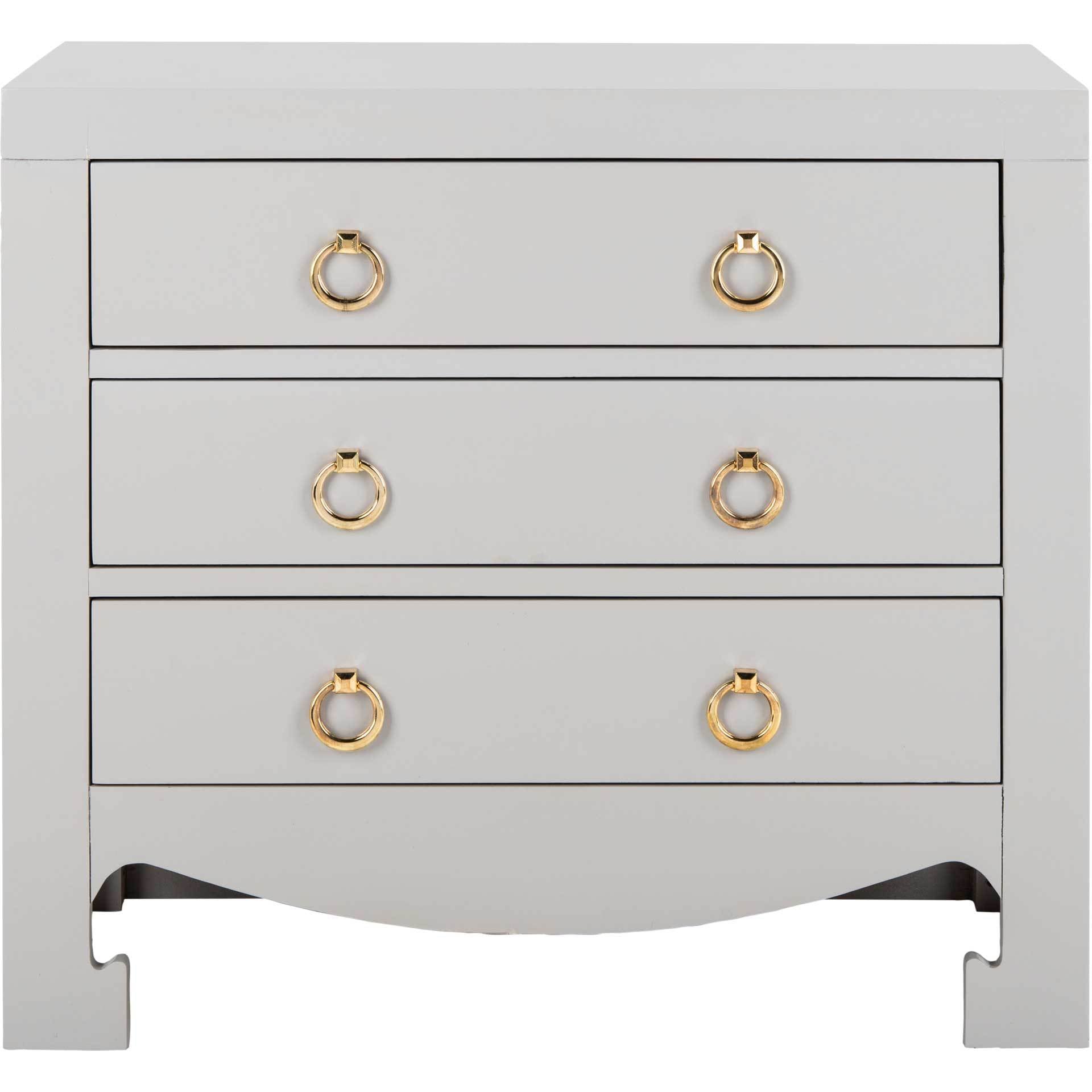 Dillon 3 Drawer Chest Gray/Gold