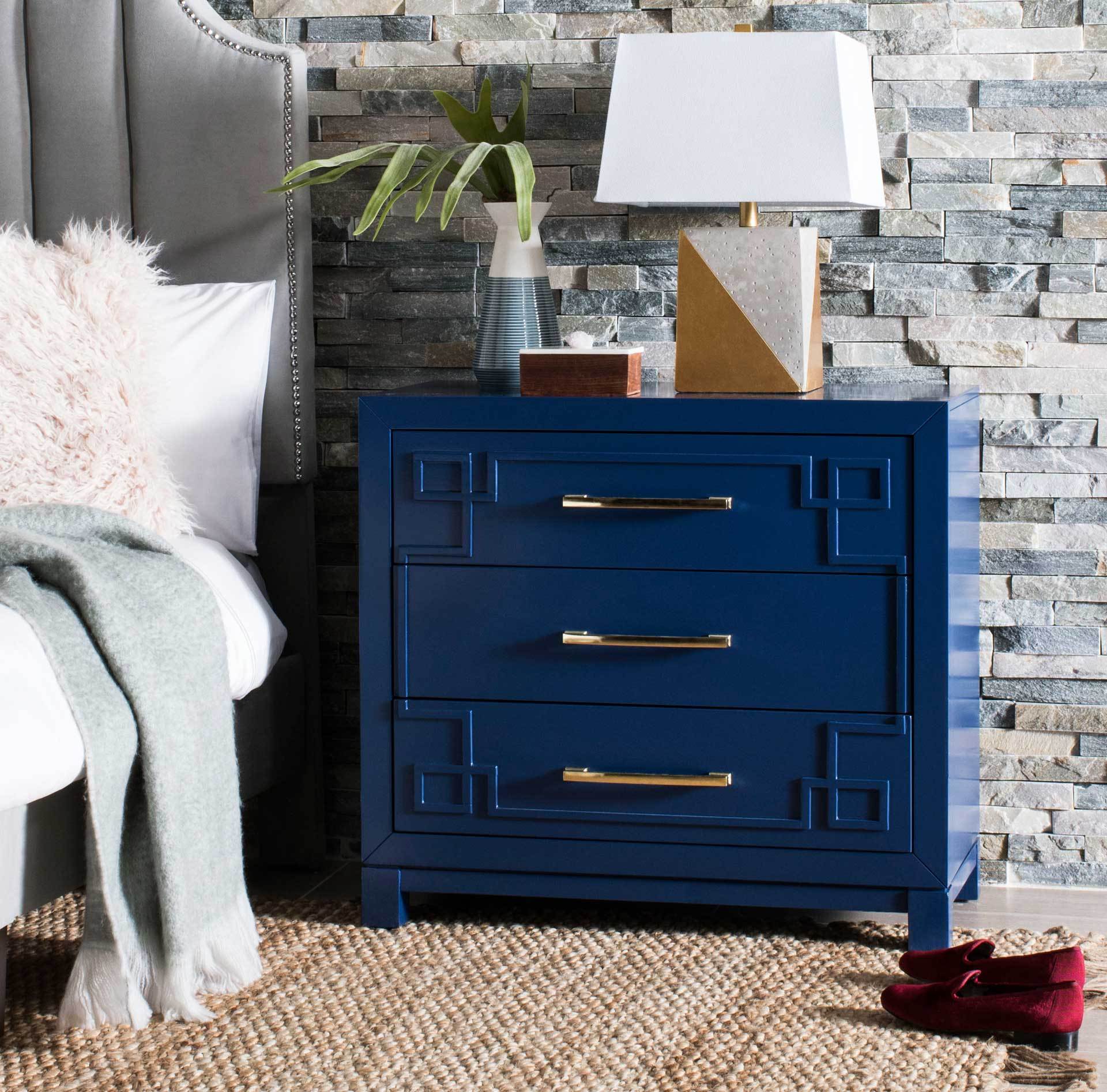 Randy 3 Drawer Chest Lapis Blue/Gold
