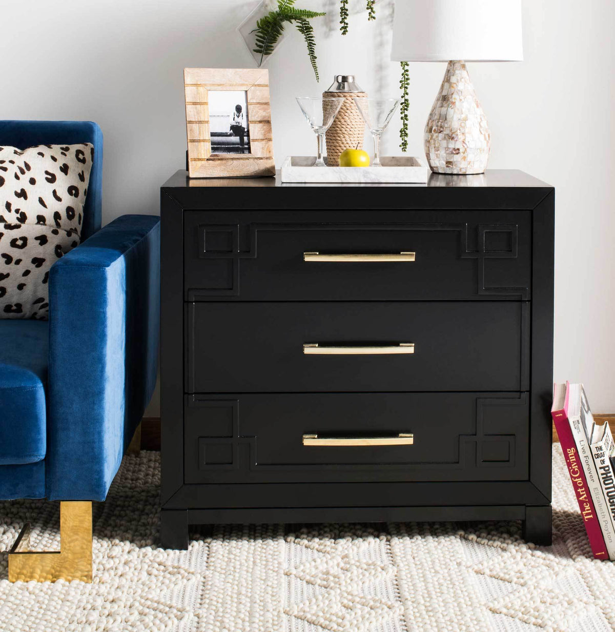 Randy 3 Drawer Chest Black/Gold