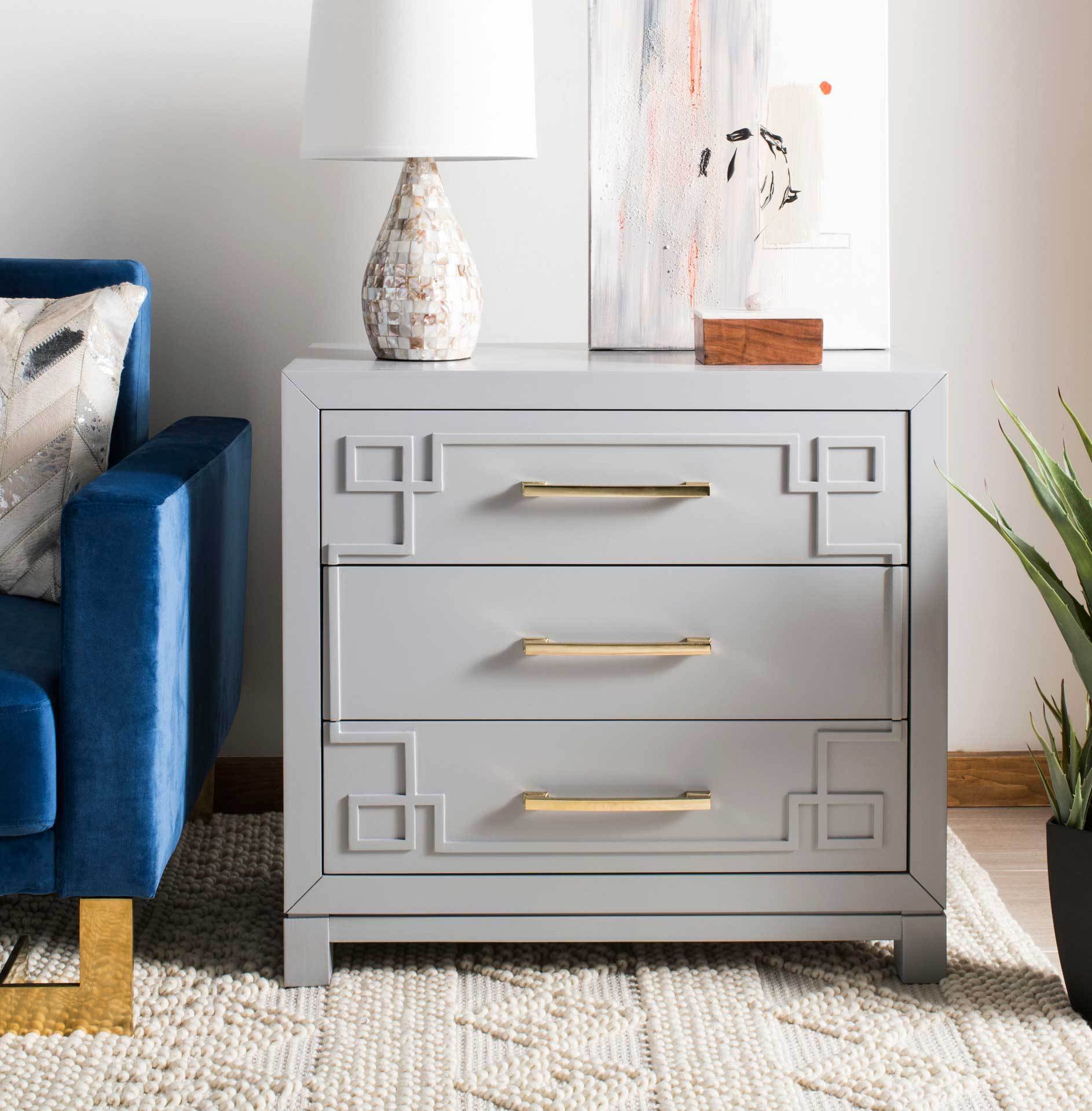 Randy 3 Drawer Chest Gray/Gold