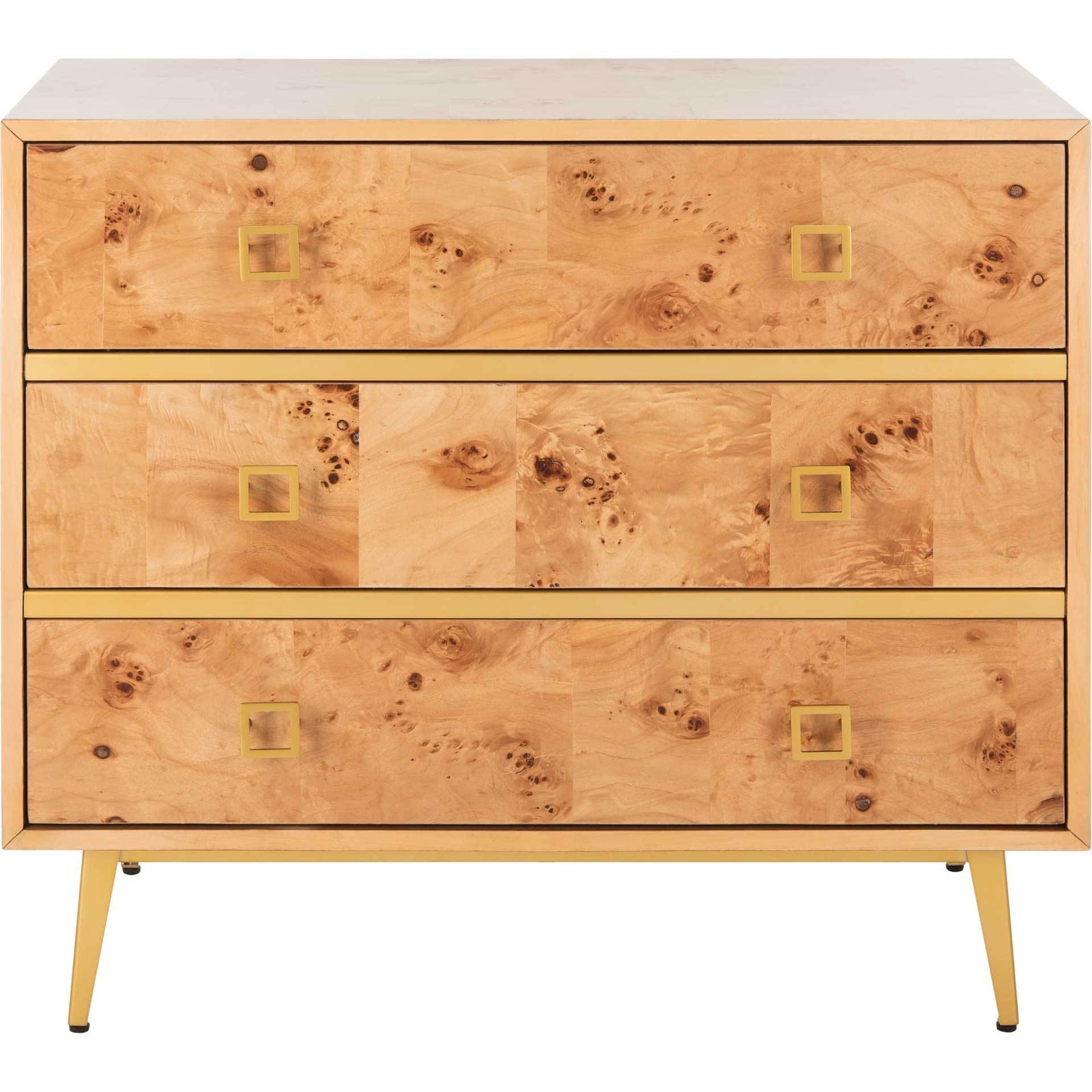 Kaiya 3 Drawer Chest Natural/Gold