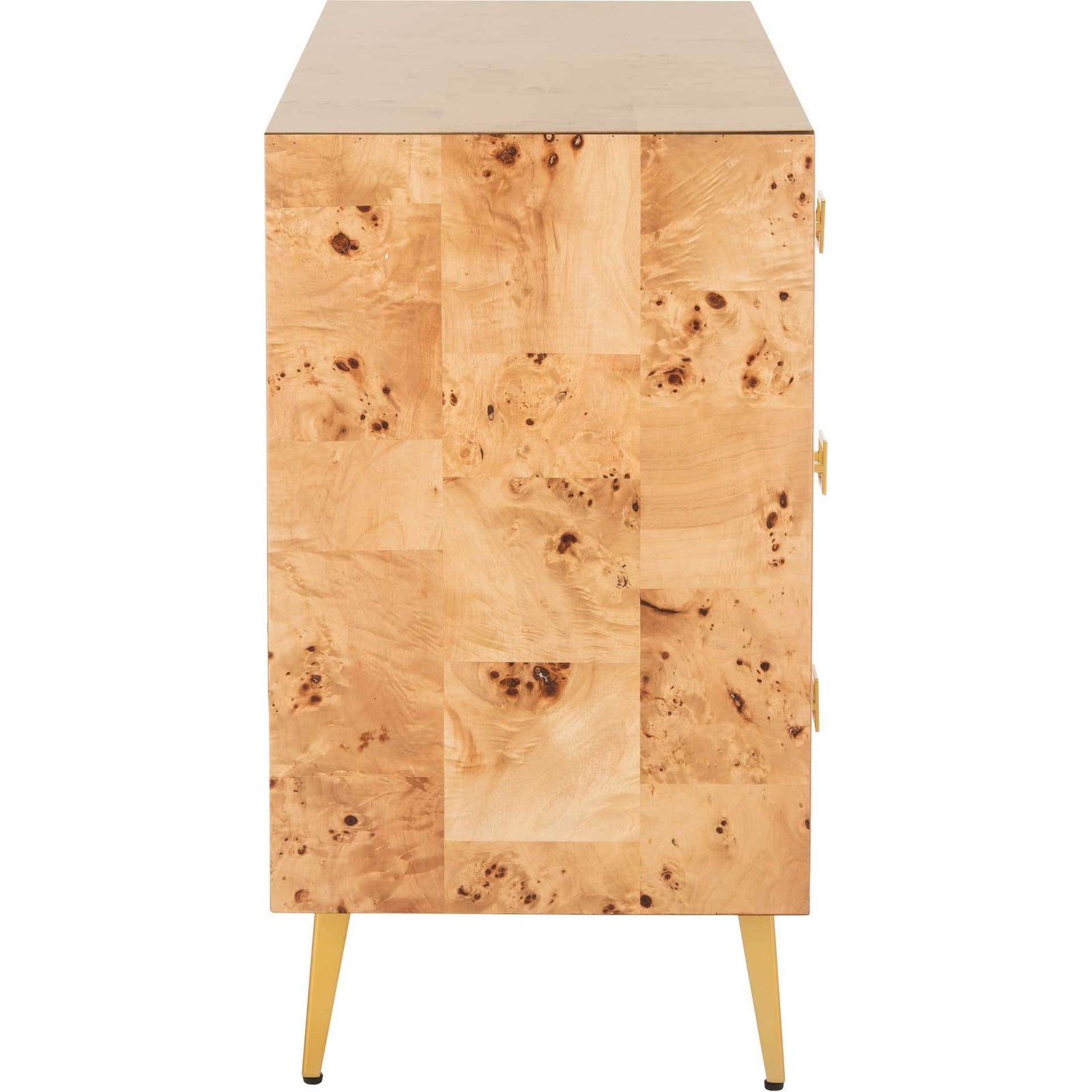 Kaiya 3 Drawer Chest Natural/Gold