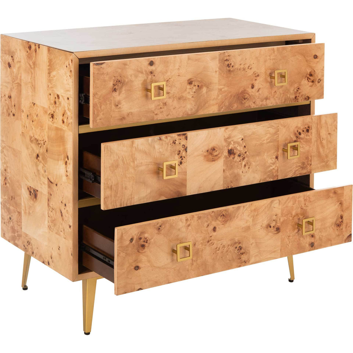 Kaiya 3 Drawer Chest Natural/Gold