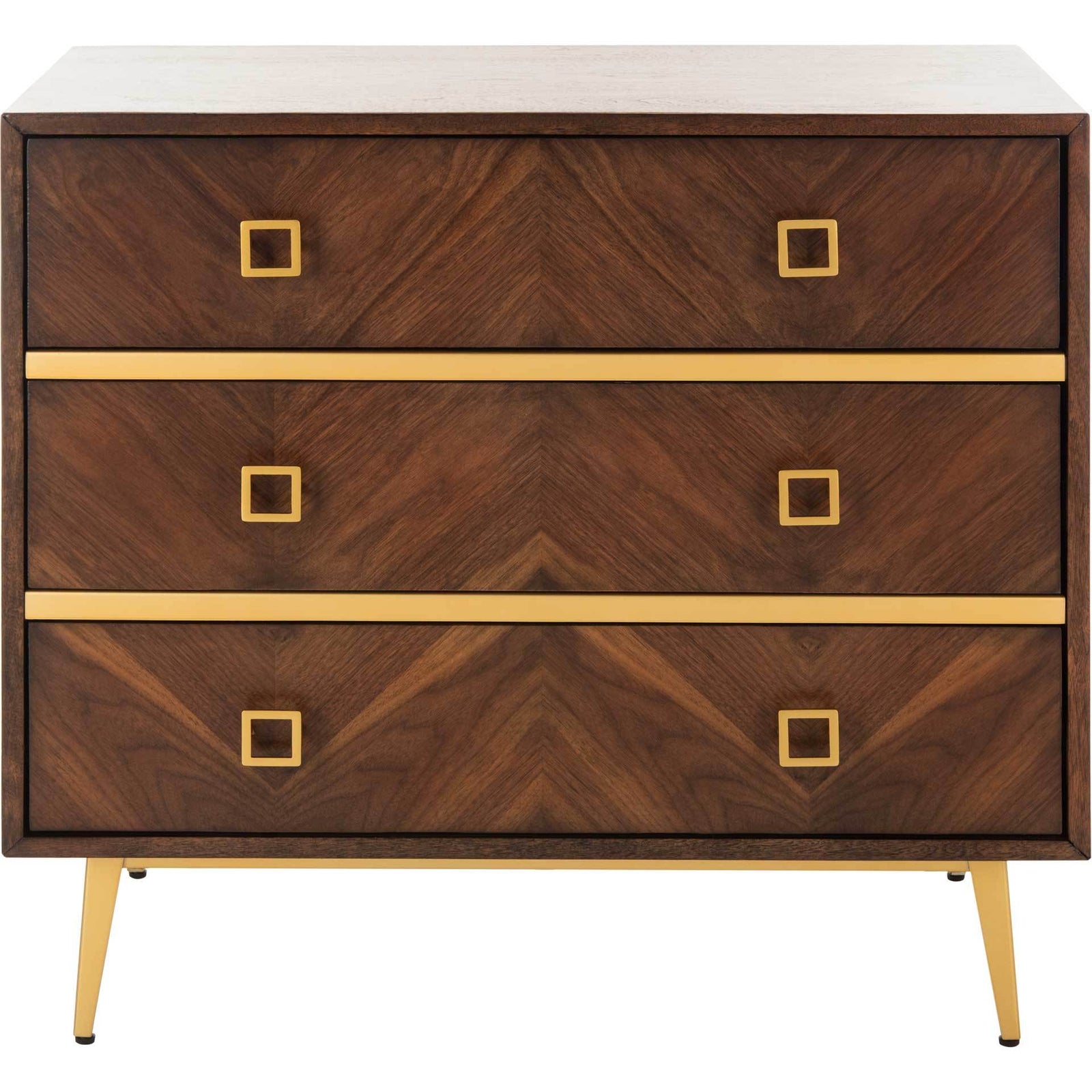 Kaiya 3 Drawer Chest Walnut/Gold