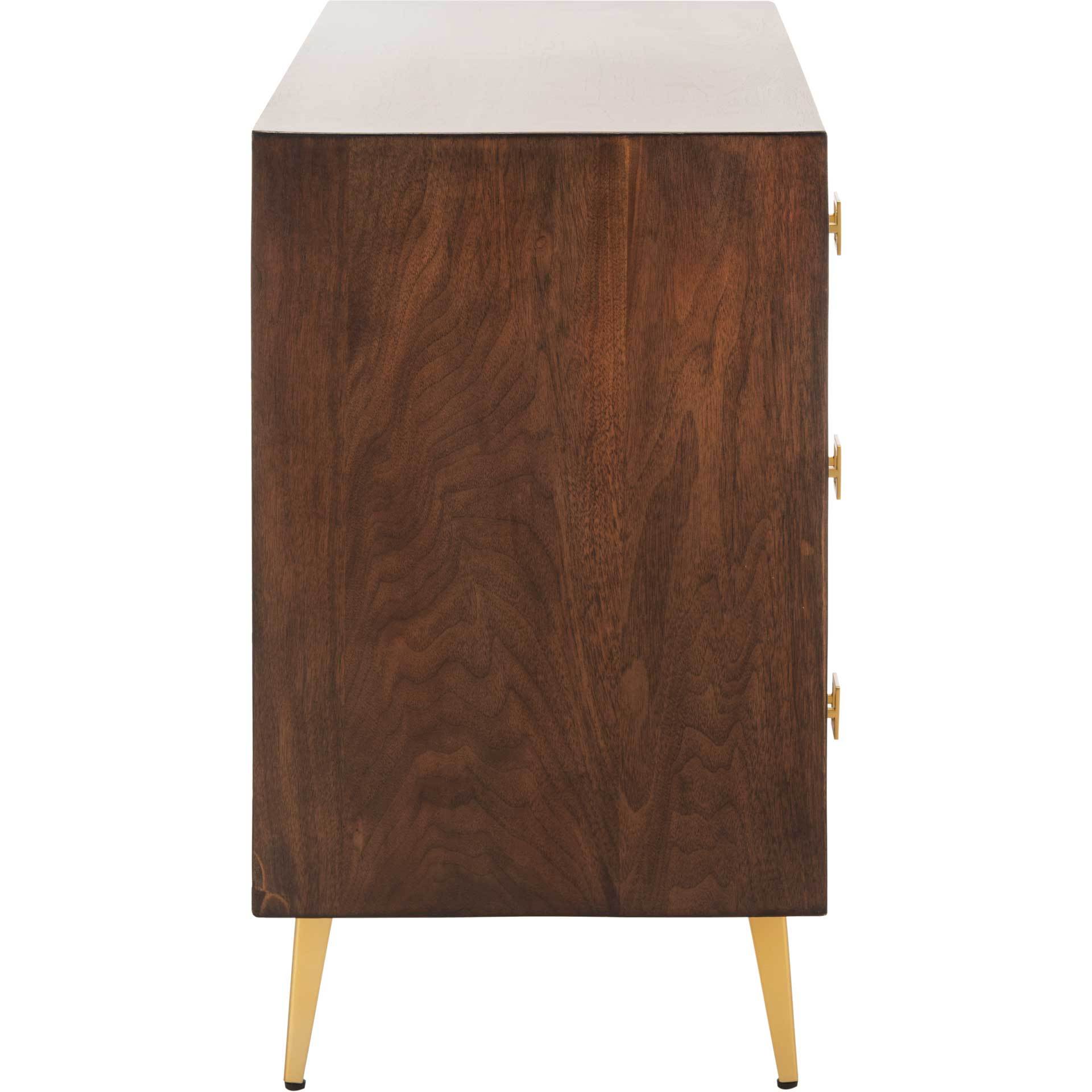 Kaiya 3 Drawer Chest Walnut/Gold