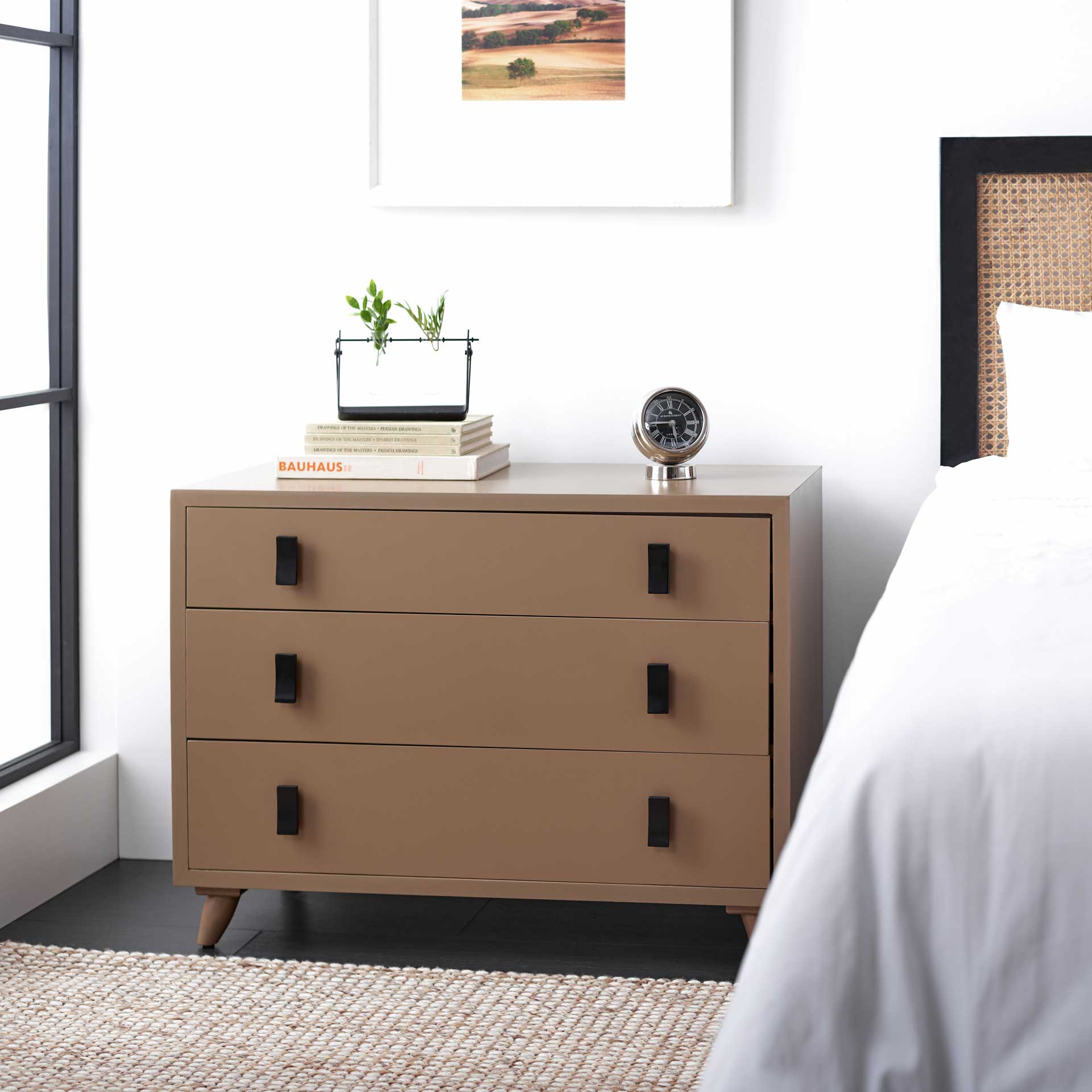Blaine 3 Drawer Chest Taupe/Black