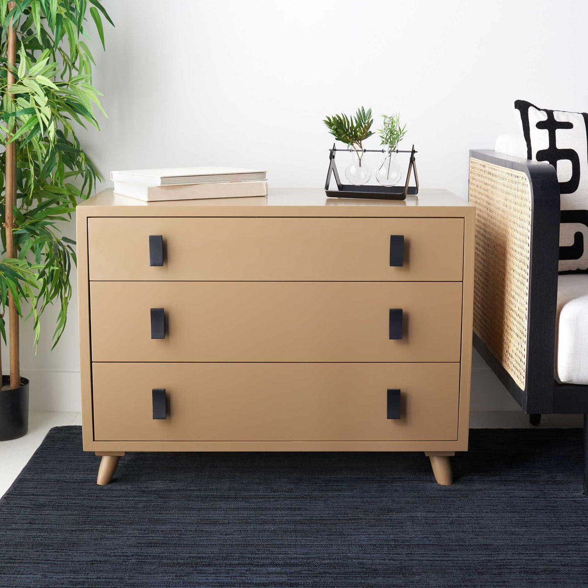 Blaine 3 Drawer Chest Taupe/Black