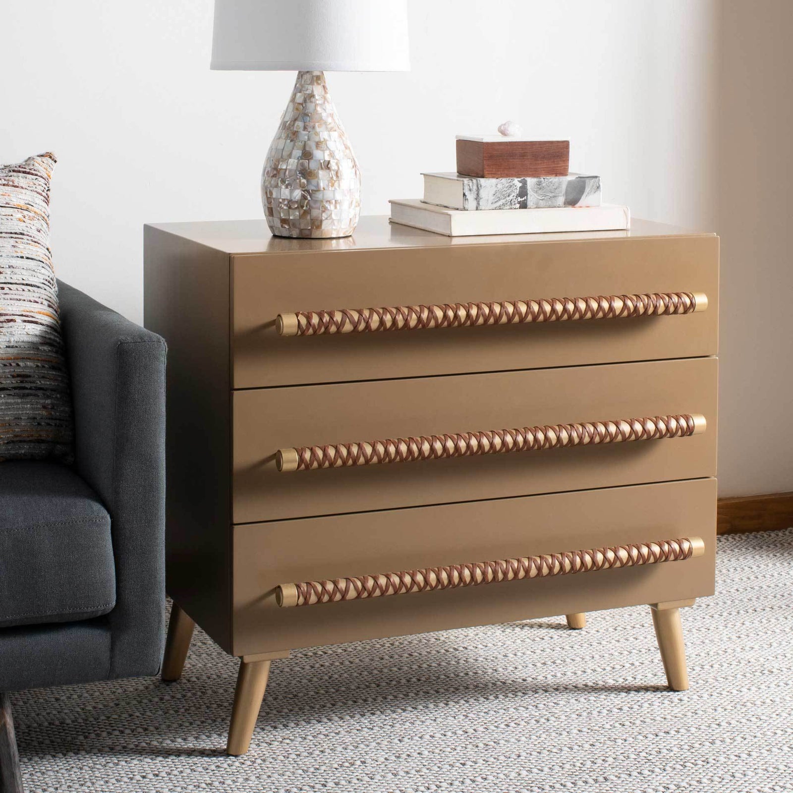 Raylan 3 Drawer Chest Taupe