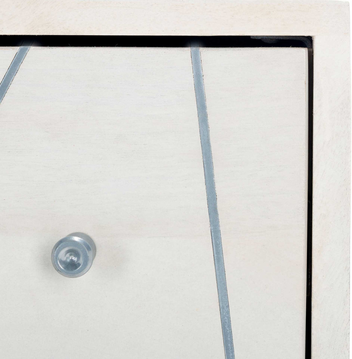 Macey 3 Drawer Chest White Wash/Silver