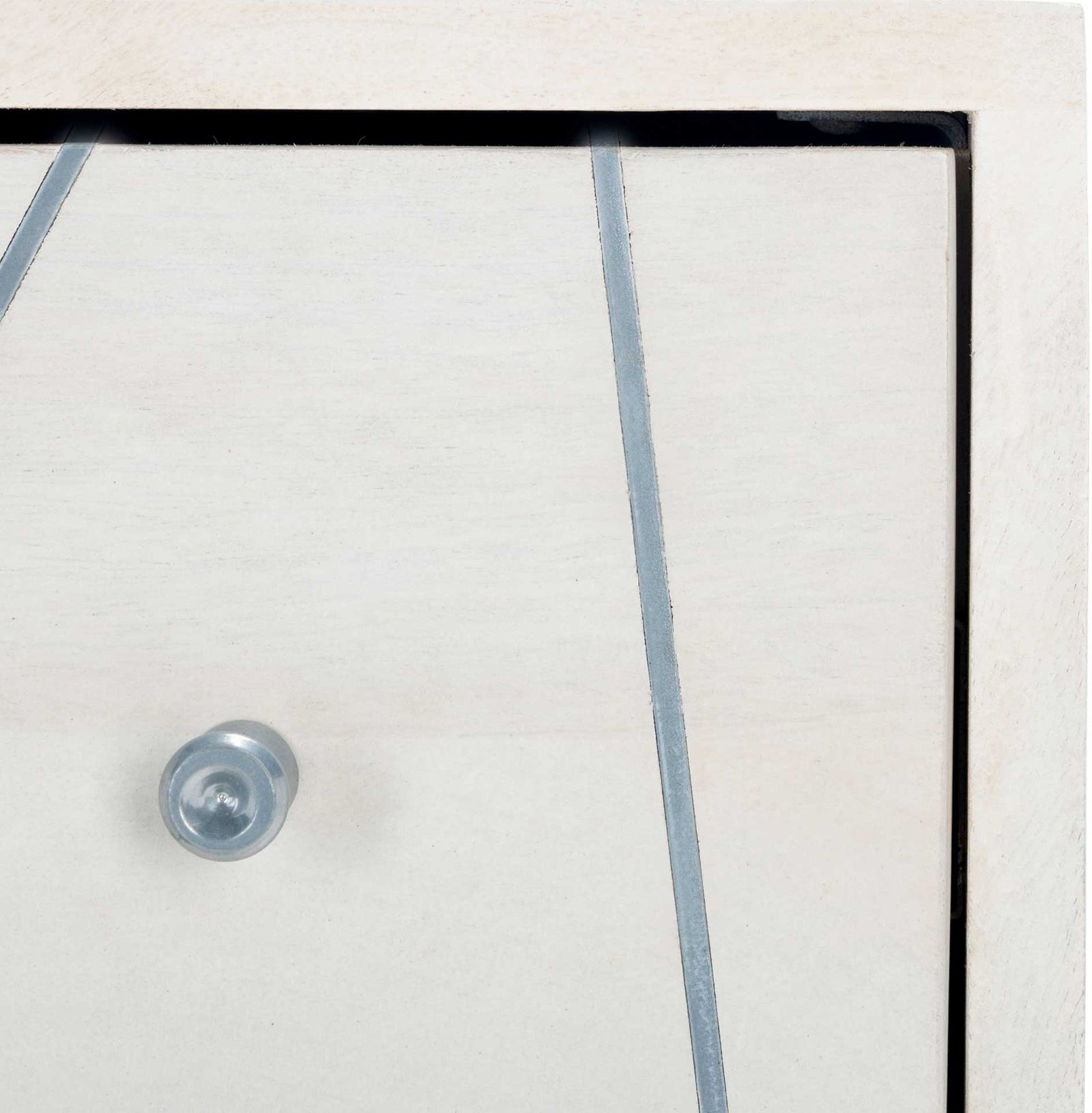 Macey 3 Drawer Chest White Wash/Silver