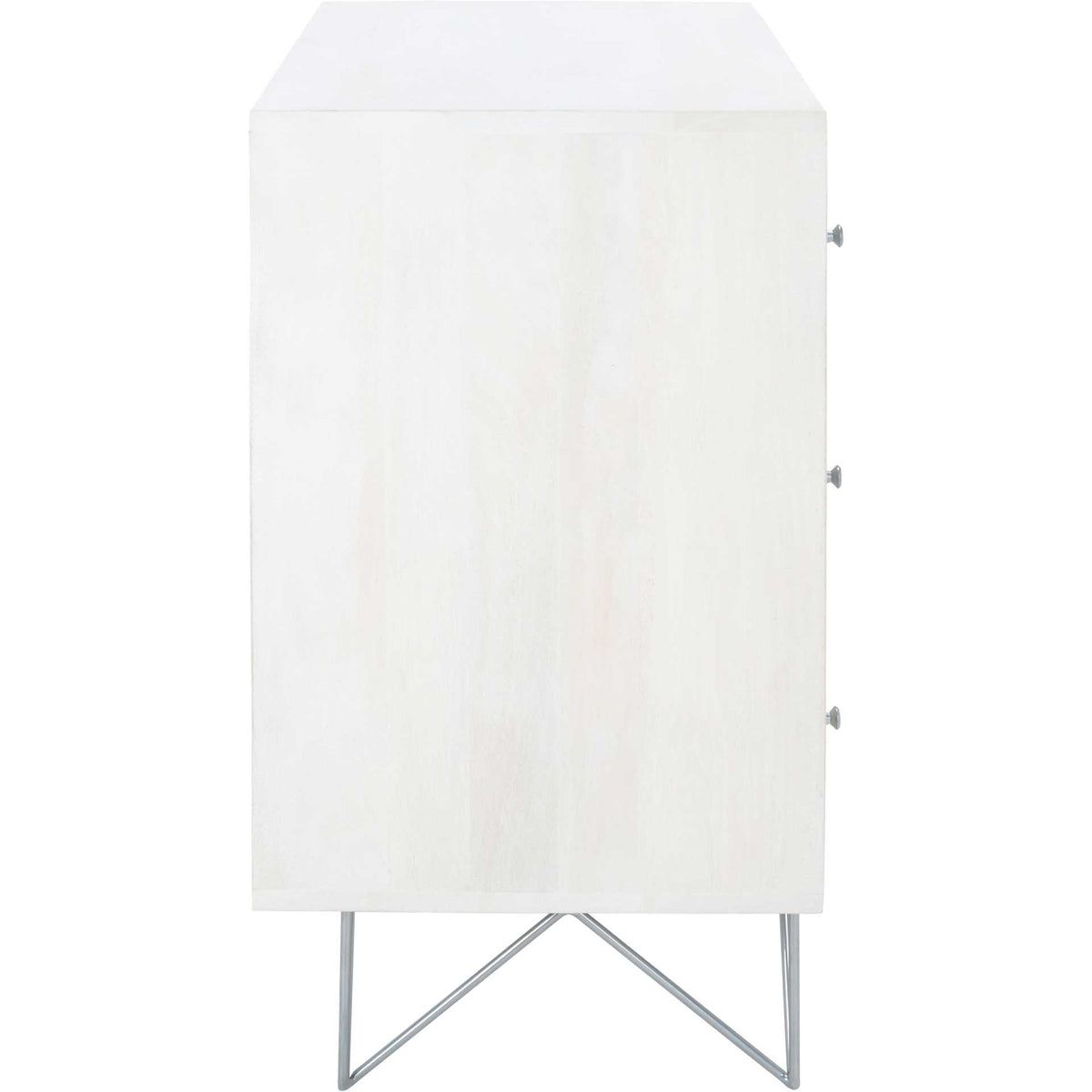 Macey 3 Drawer Chest White Wash/Silver