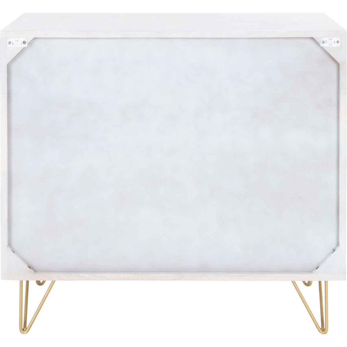 Macey 3 Drawer Chest White Wash/Brass