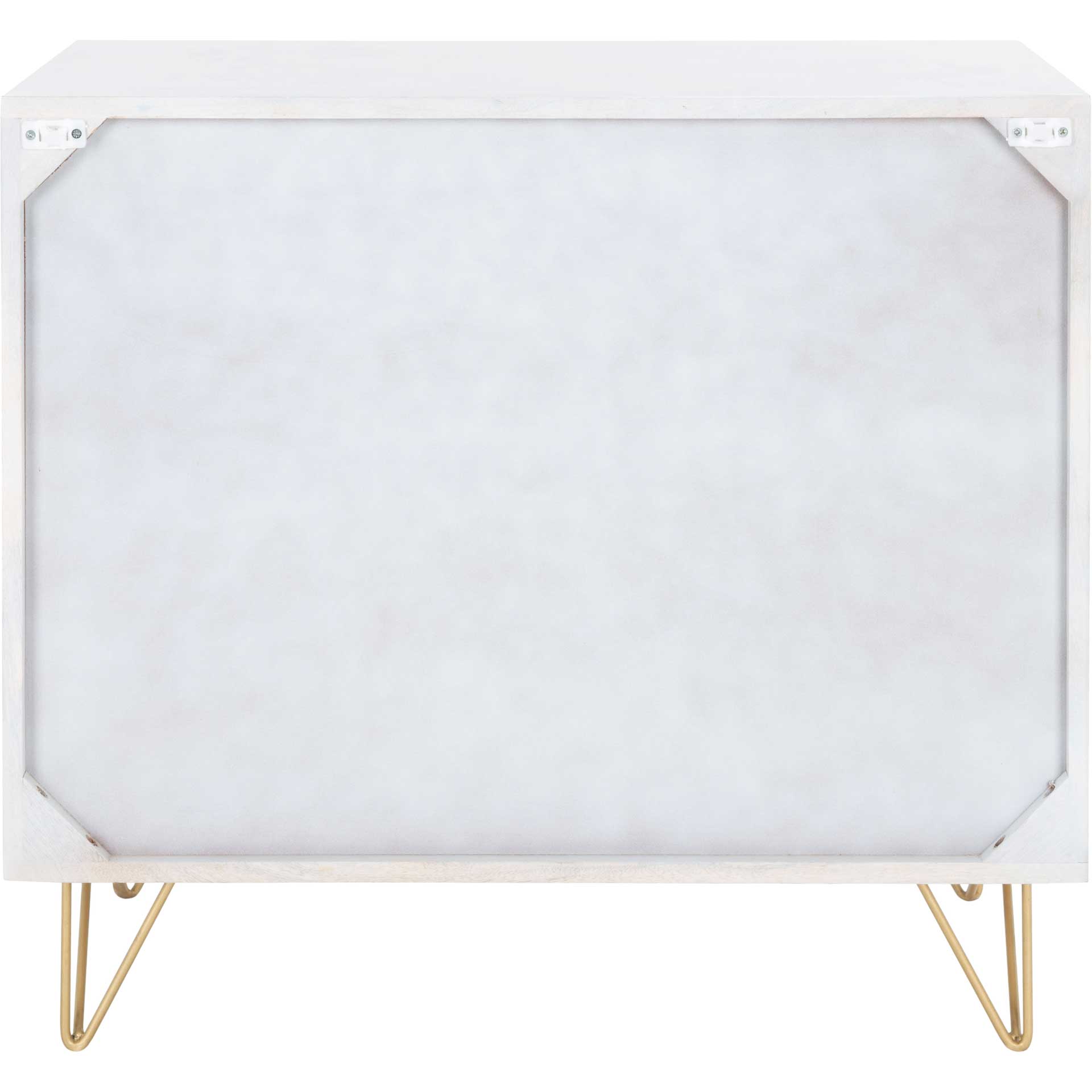 Macey 3 Drawer Chest White Wash/Brass