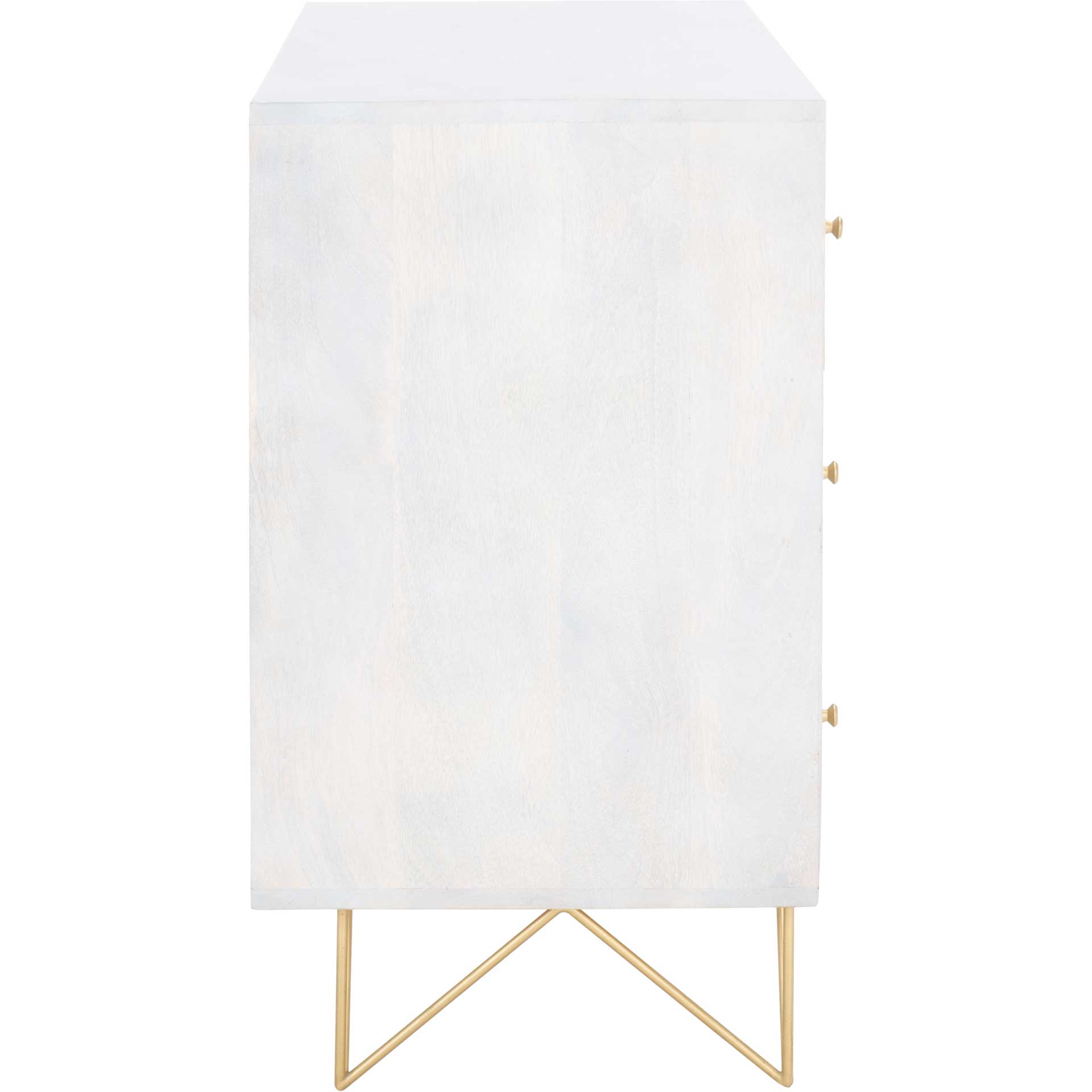 Macey 3 Drawer Chest White Wash/Brass