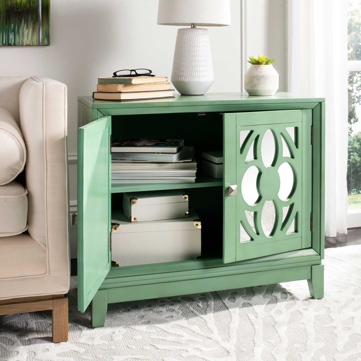Shadi 2 Door Chest Turquoise/Mirror