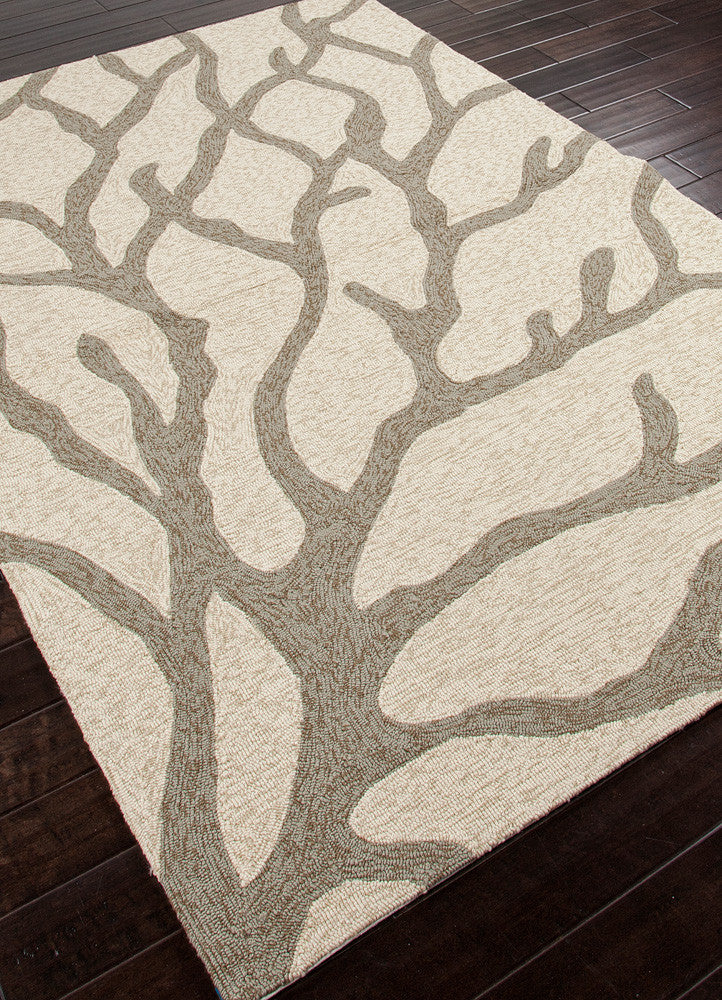 Coastal Lagoon Coral White Area Rug
