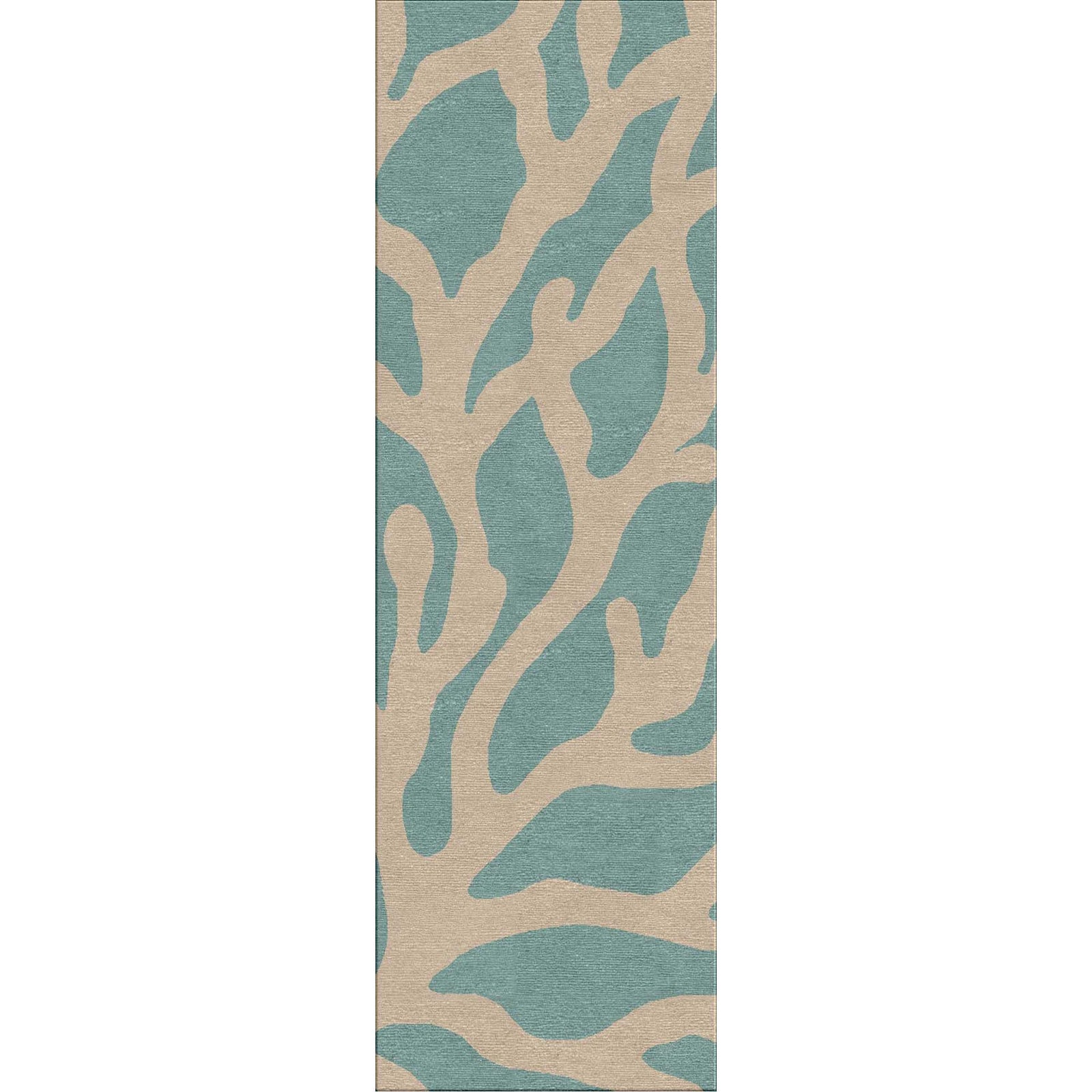 Coastal Lagoon Coral Frosty Green Runner Rug