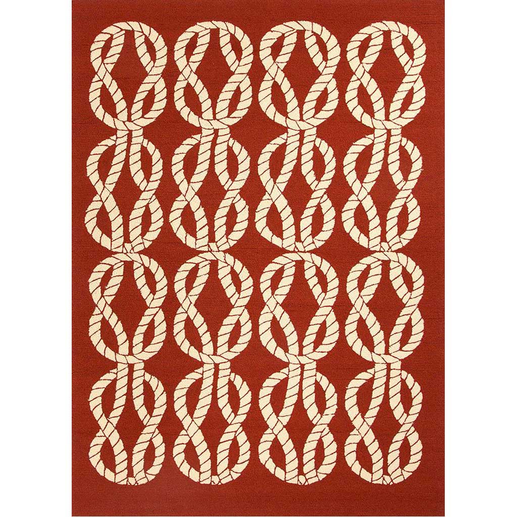 Coastal Lagoon Roped In Red/White Area Rug