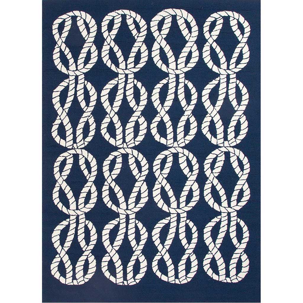 Coastal Lagoon Roped In Blue/White Area Rug